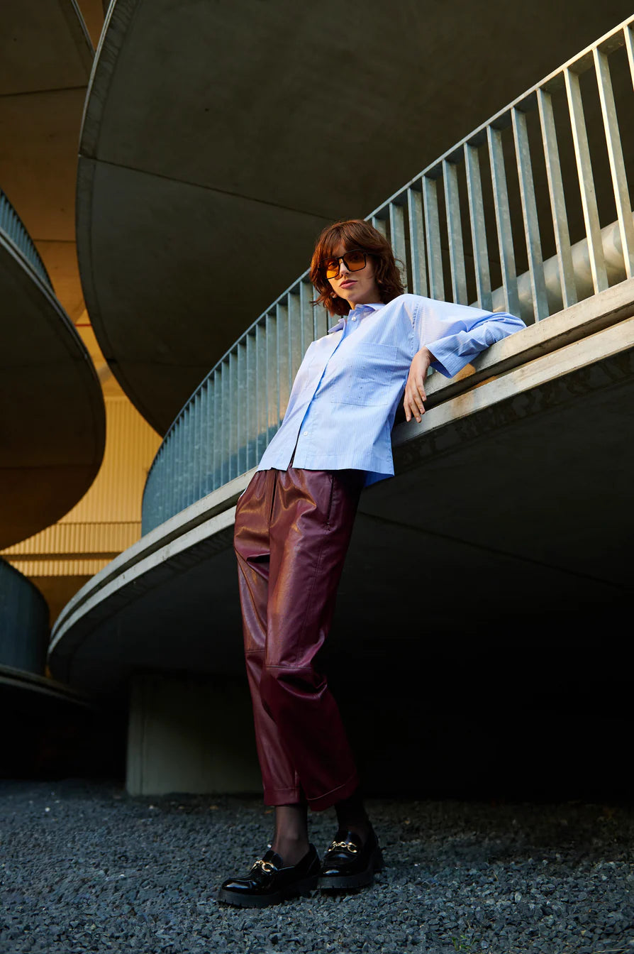 Daphne Eco Leather Trouser in Bordo