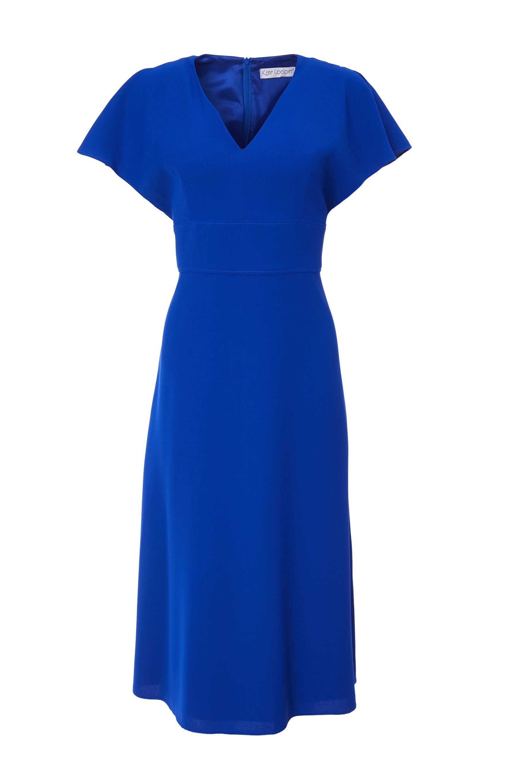 V-Neck Dress with Sleeve Detail in Royal Blue