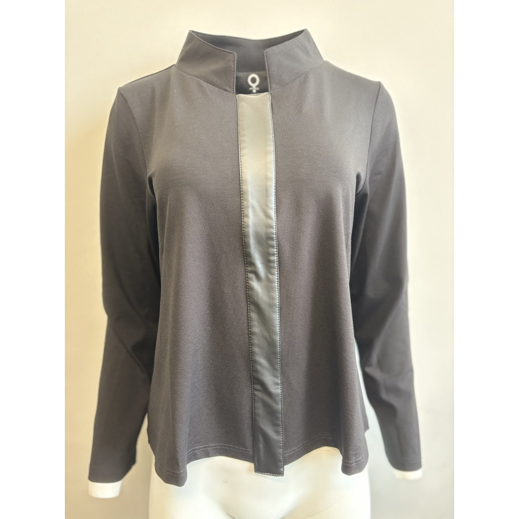 High Neck Top in Plain Black