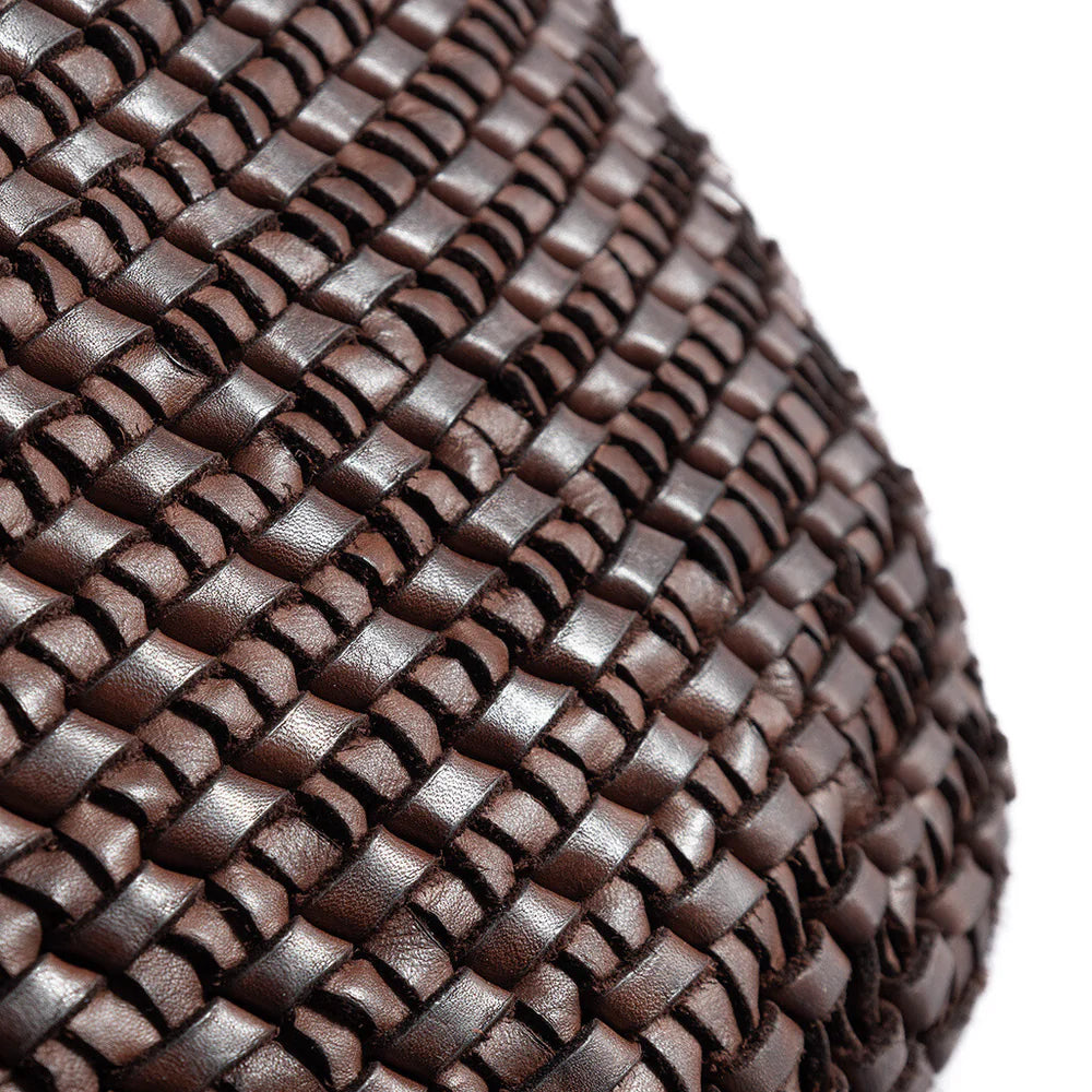 Leather Bumbag with Weaving in Chocolate