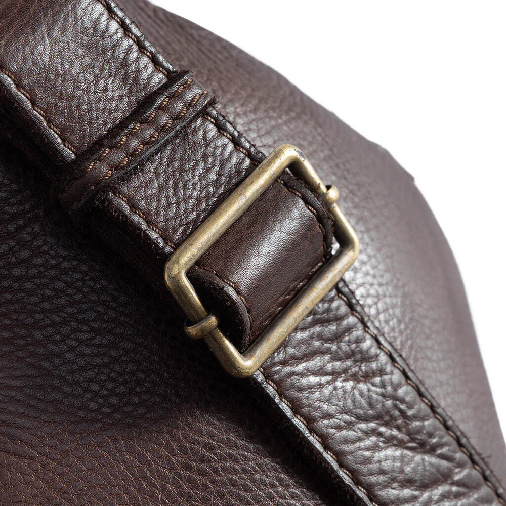 Leather Bumbag with Weaving in Chocolate