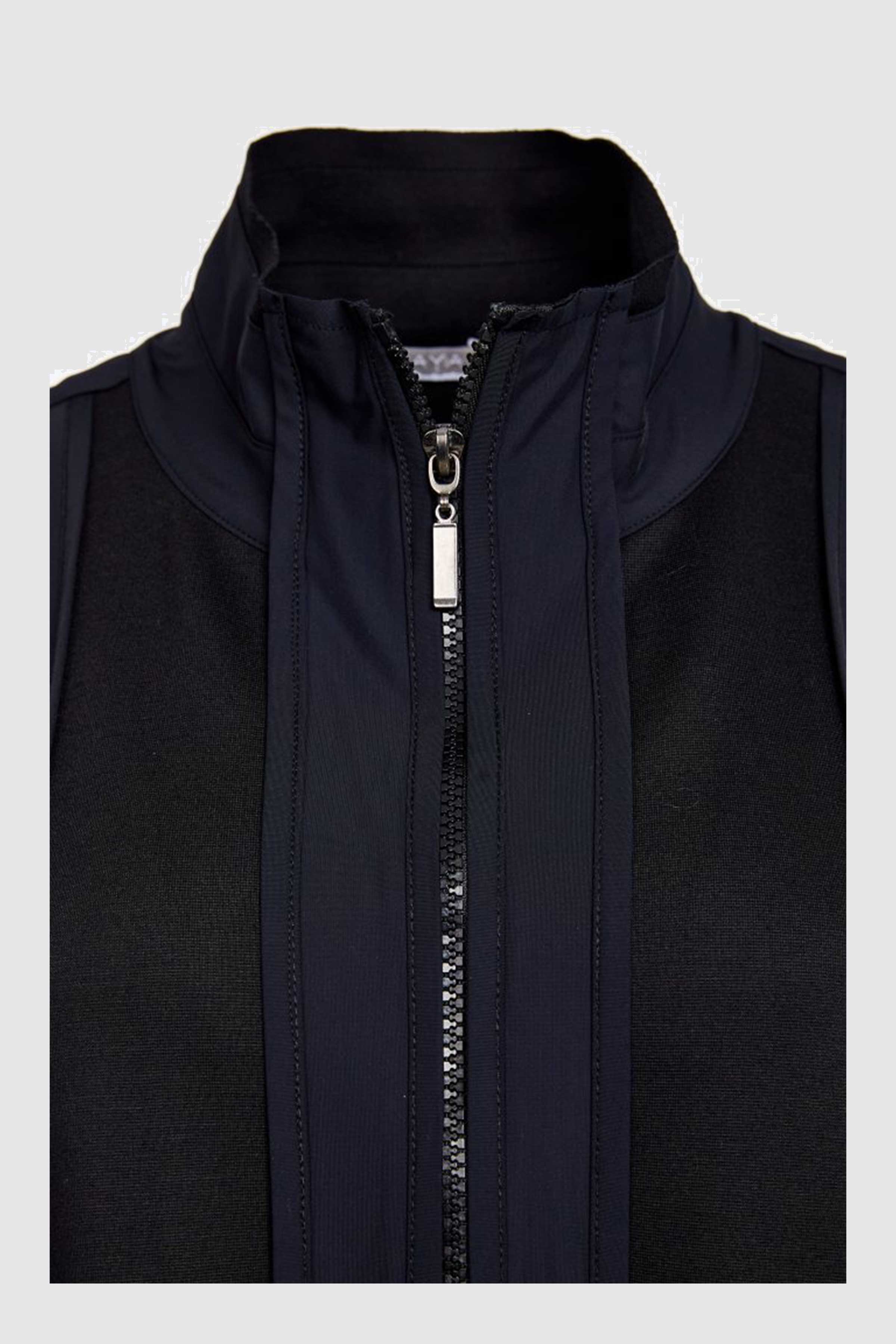 Long Line Waistcoat with Side Slit in Black