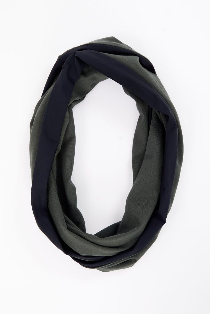 Two Tone Soft Jersey Neck Scarf in Forest/Black