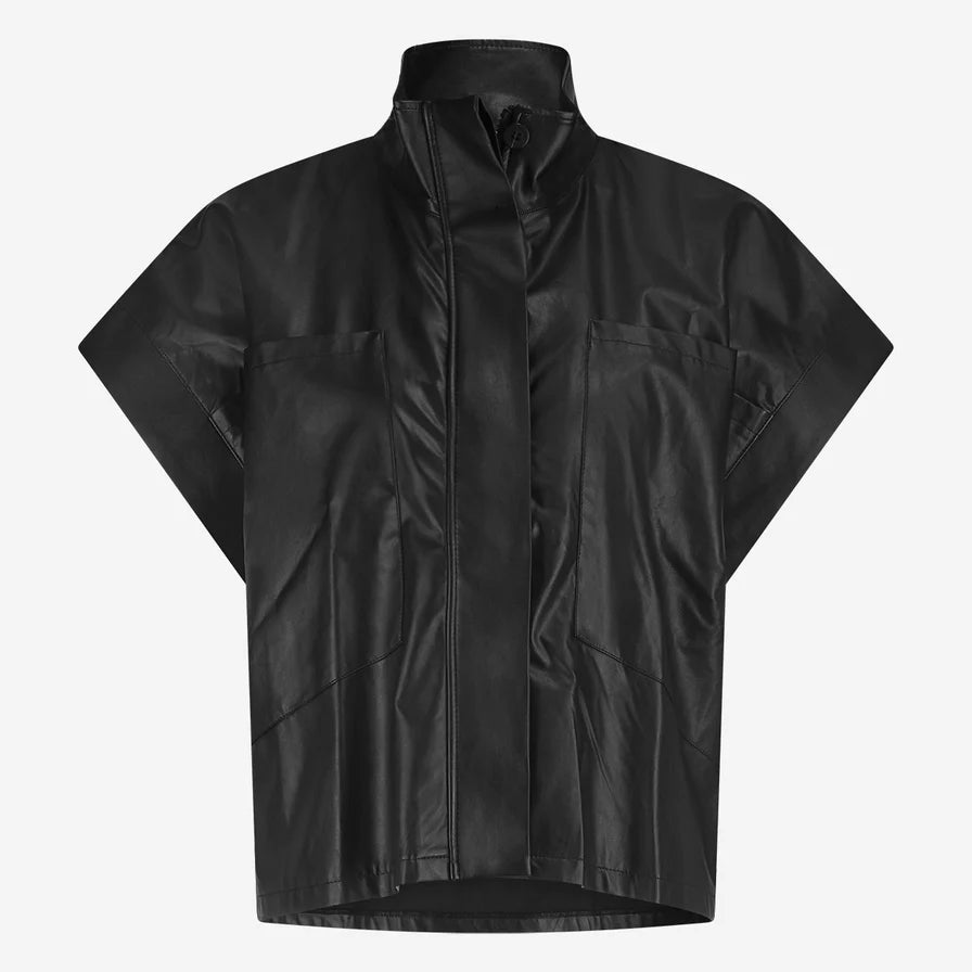 Paola Eco Leather Blouse in Black