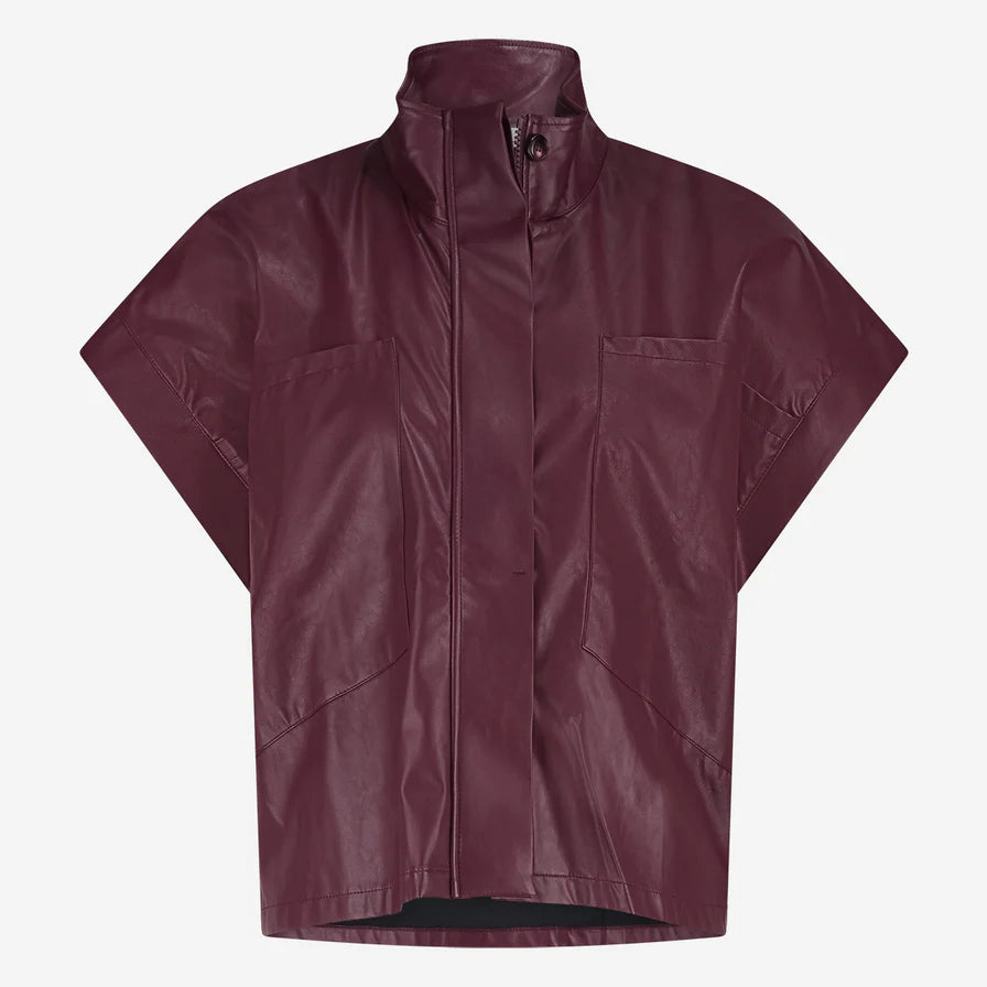 Paola Eco Leather Blouse in Bordo