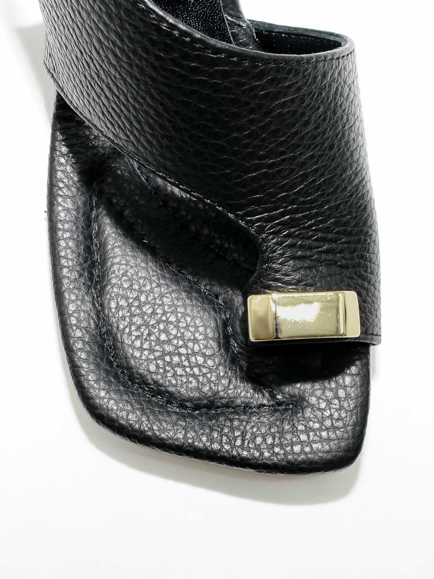 Heel Sandals with Metal Accessory in Black