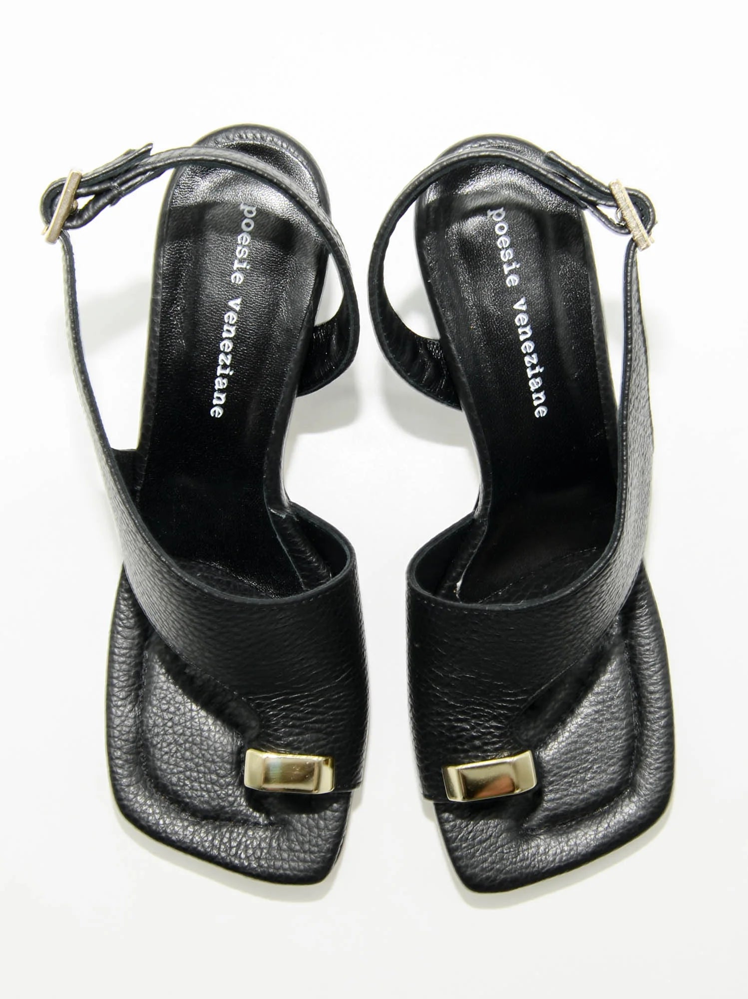 Heel Sandals with Metal Accessory in Black