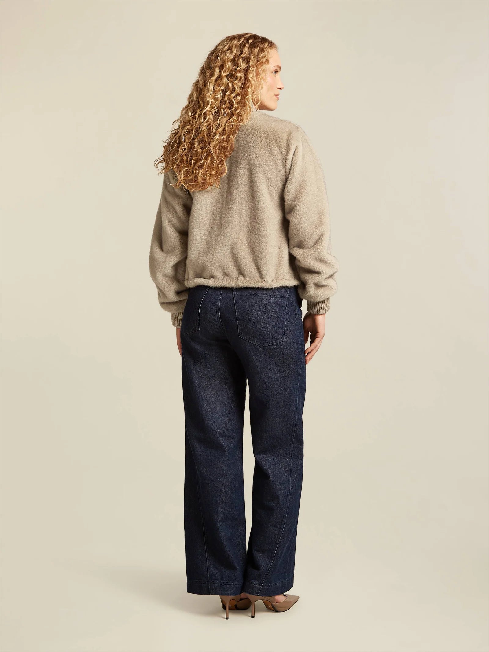 Milaya Faux Fur Bomber Jacket in Chinchilla