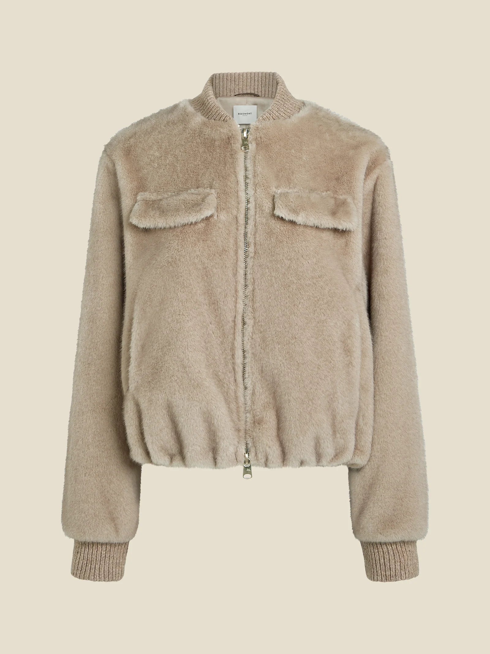 Milaya Faux Fur Bomber Jacket in Chinchilla