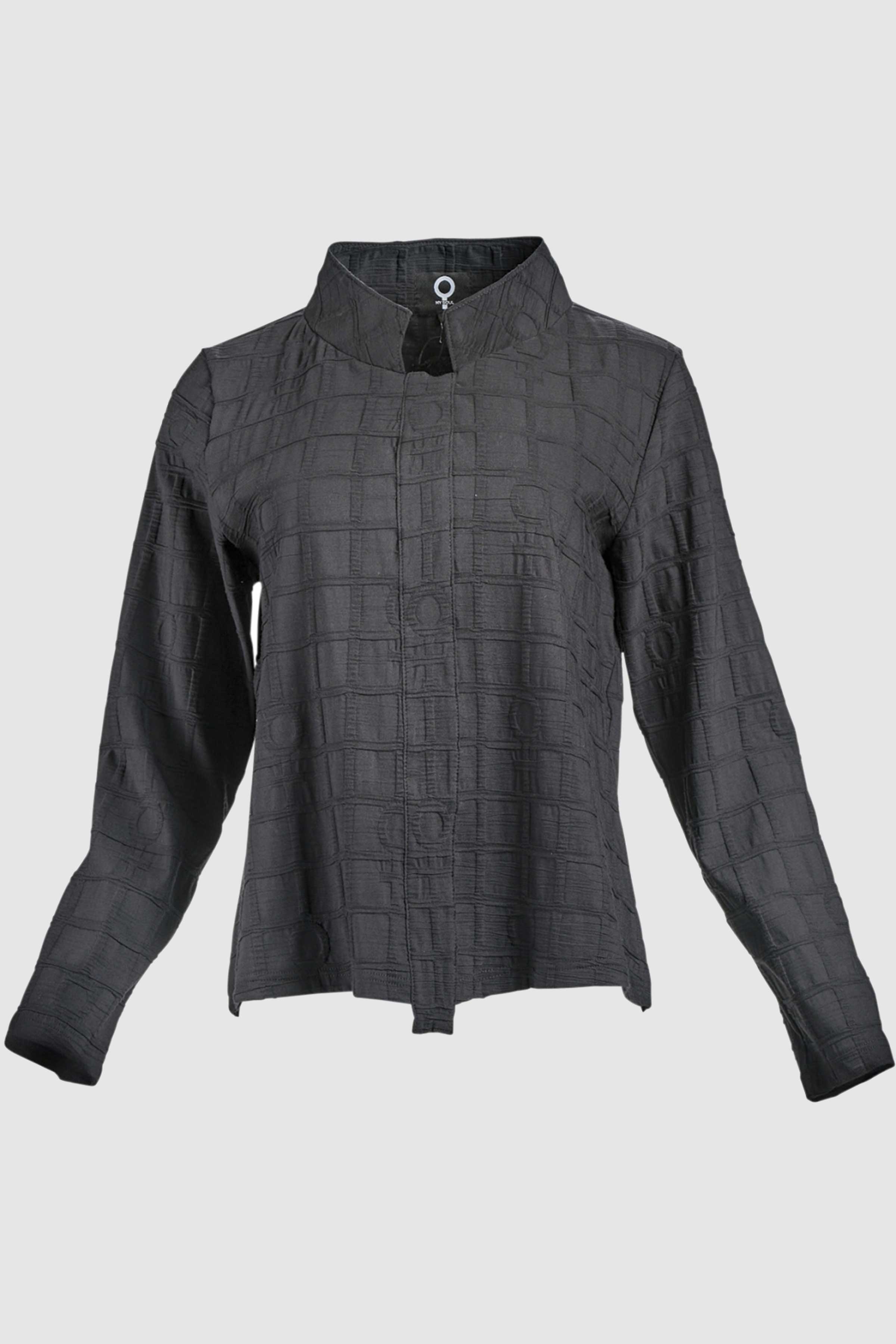 High Neck Bubble L/S Top in Black