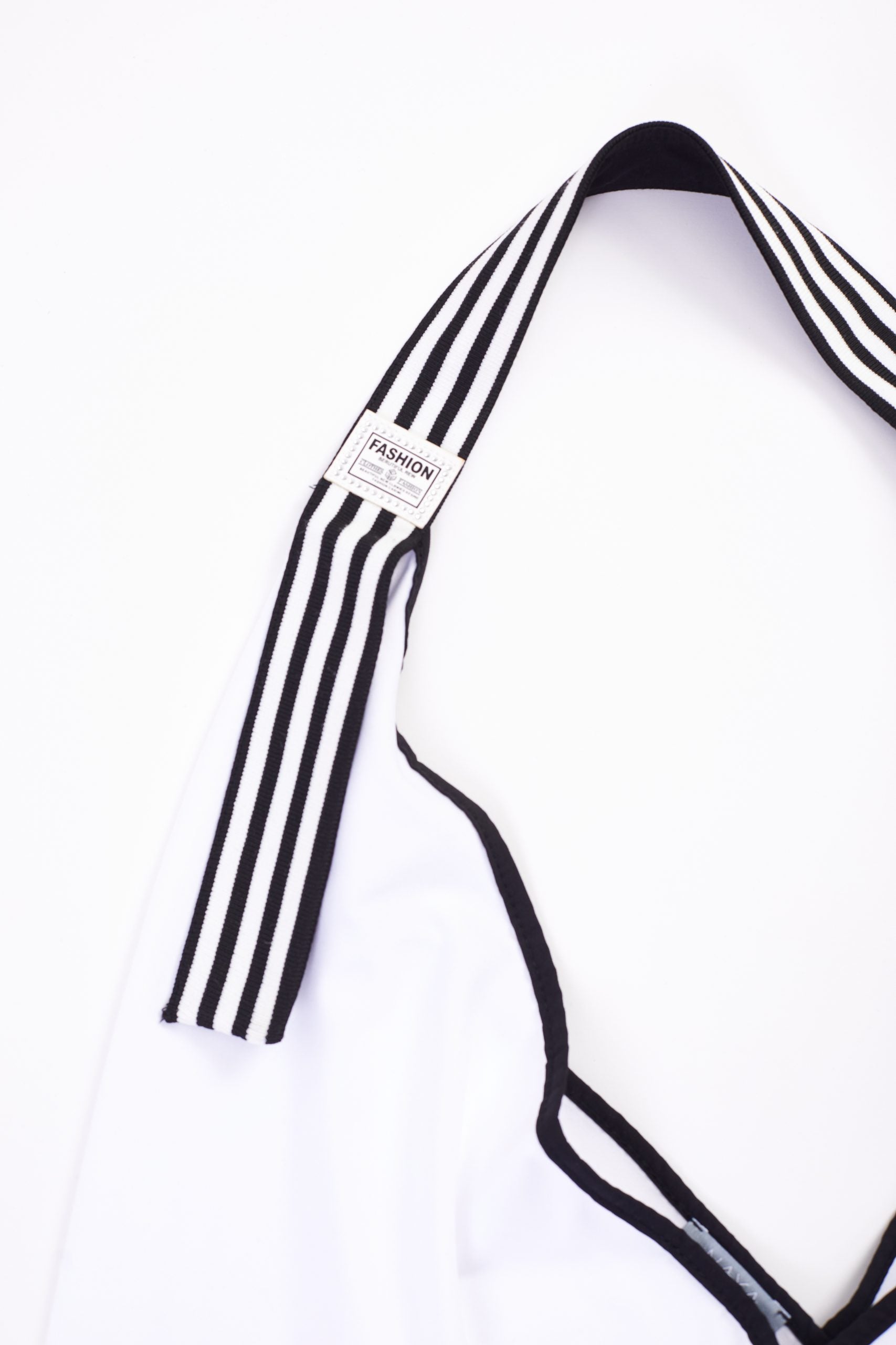 Stripe Handle Bag in White/Black