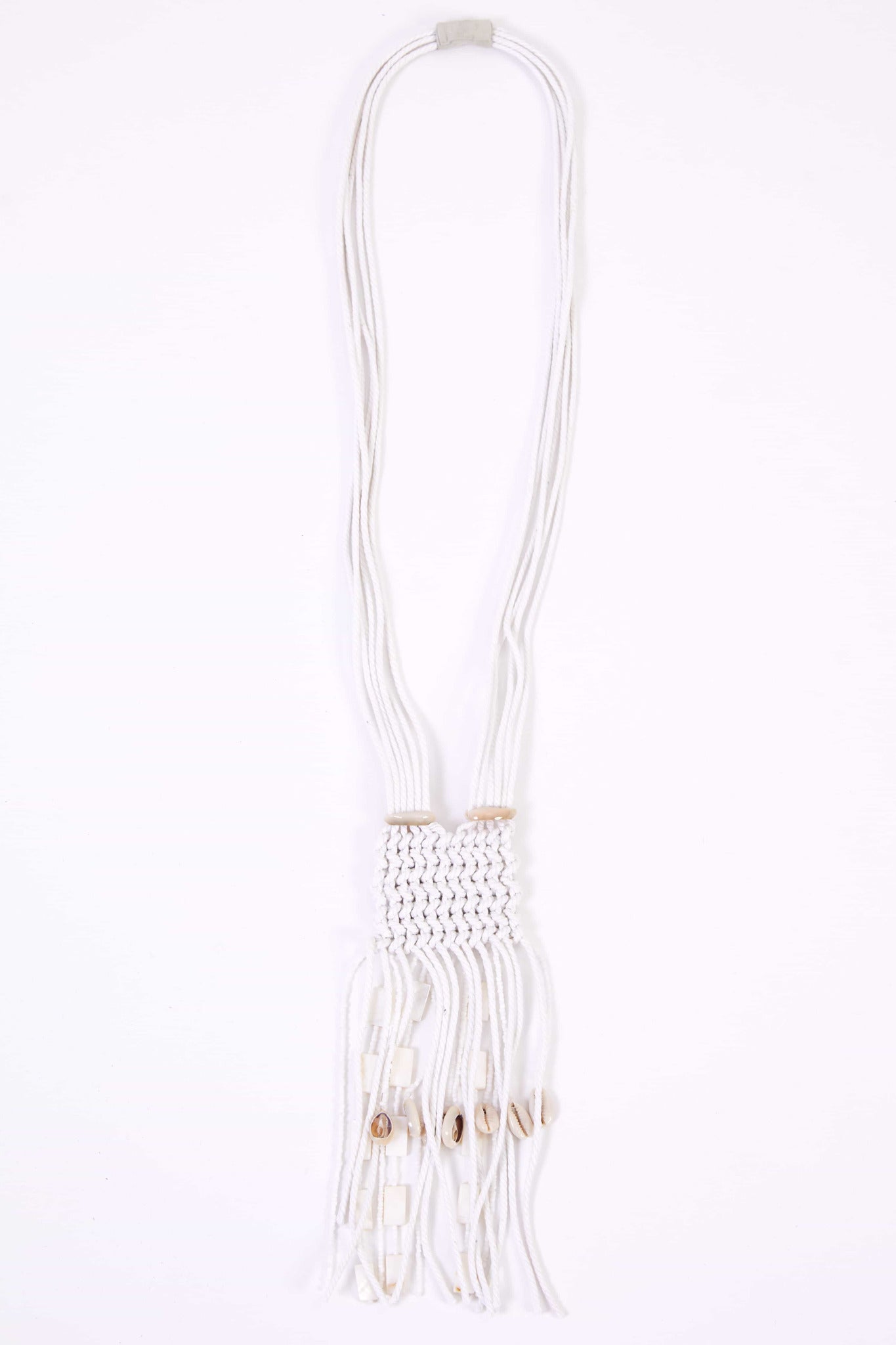 Tassel Cord Necklace with Fringing in Off White
