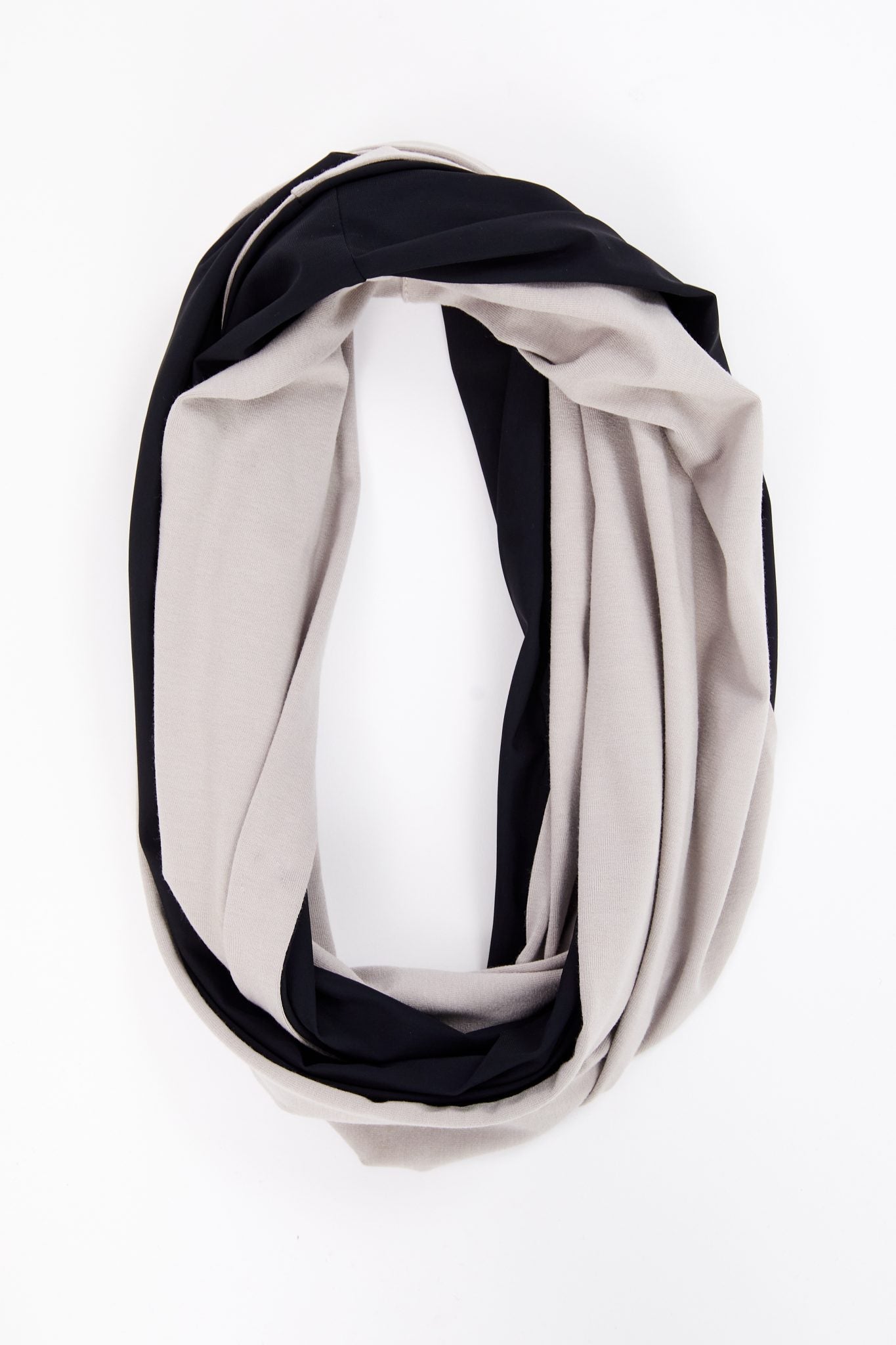 Two Tone Soft Jersey Neck Scarf in Taupe/Black