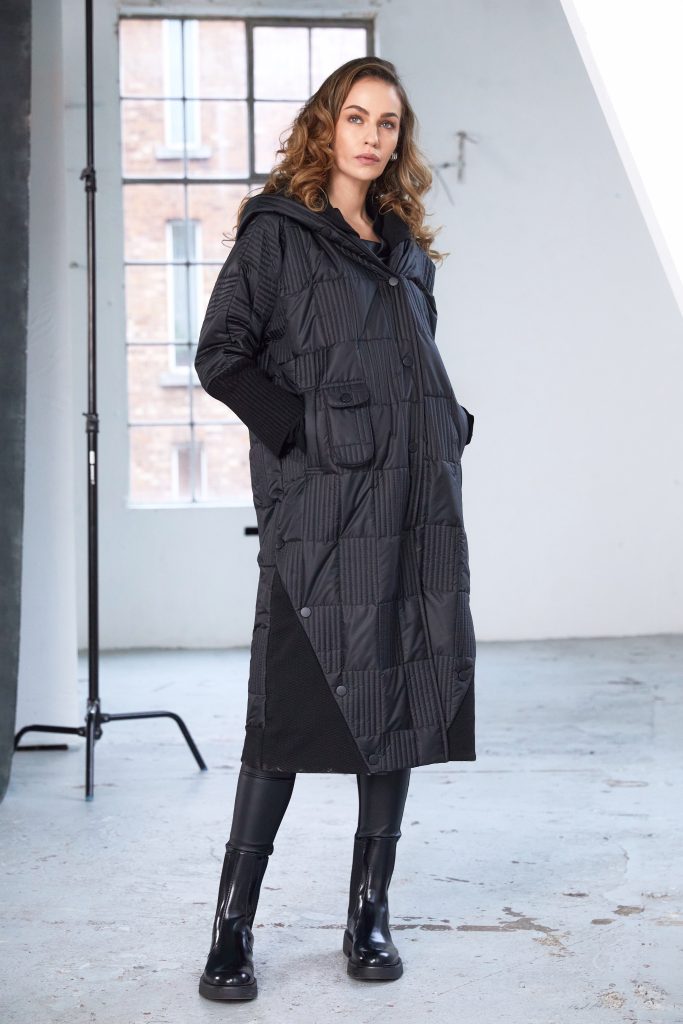 Padded Hooded Coat in Black
