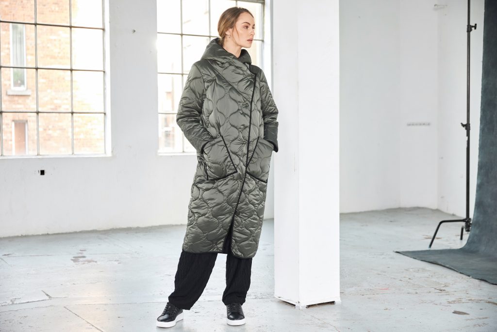 Padded Coat in Forest/Black