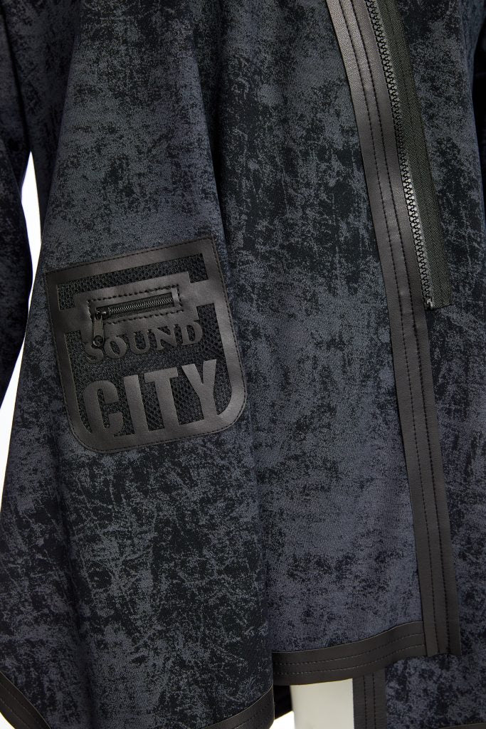 Marble Effect Jersey Jacket in Black/Carbon