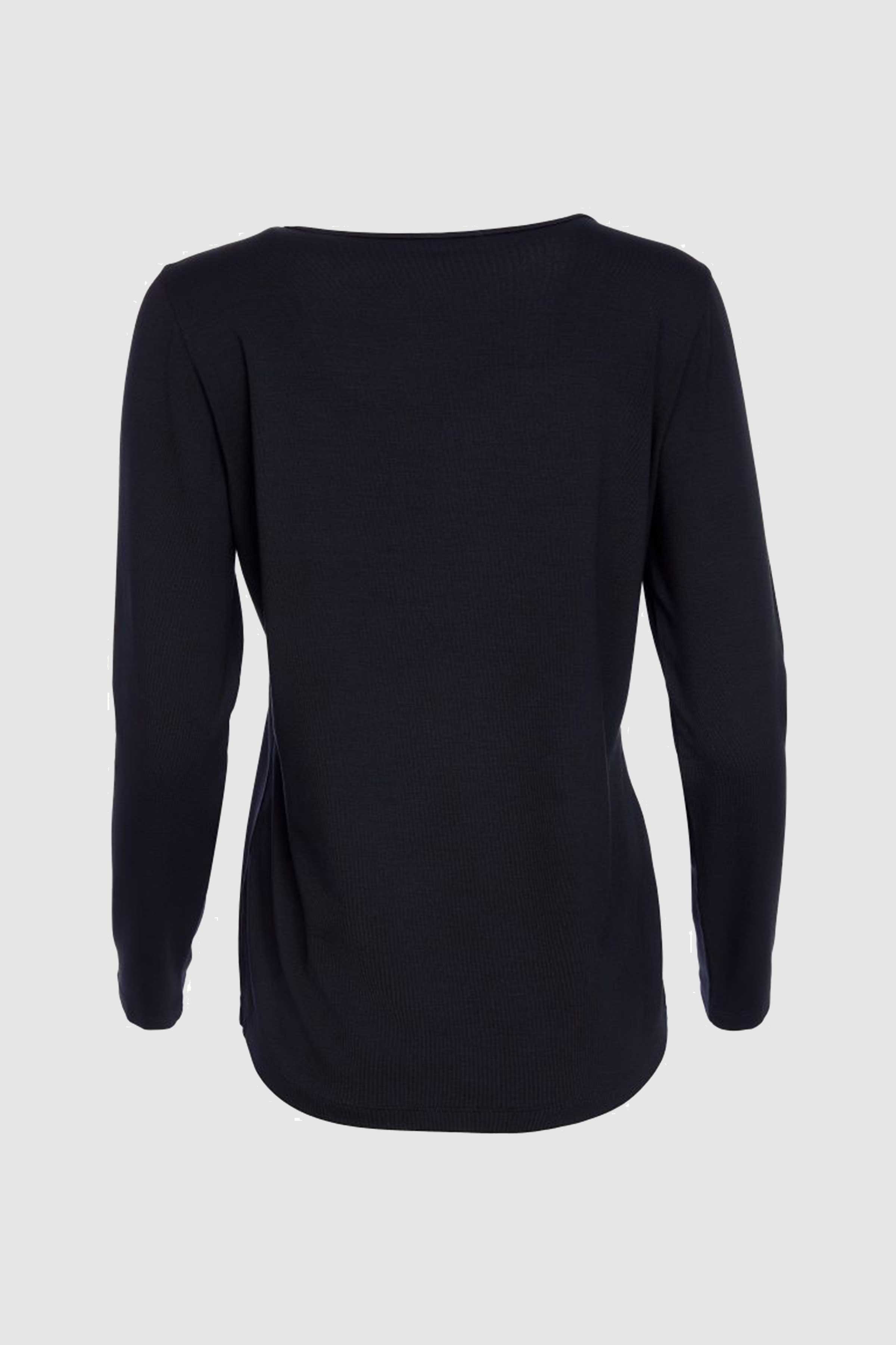 Basic Jersey Long Sleeve Top in Black