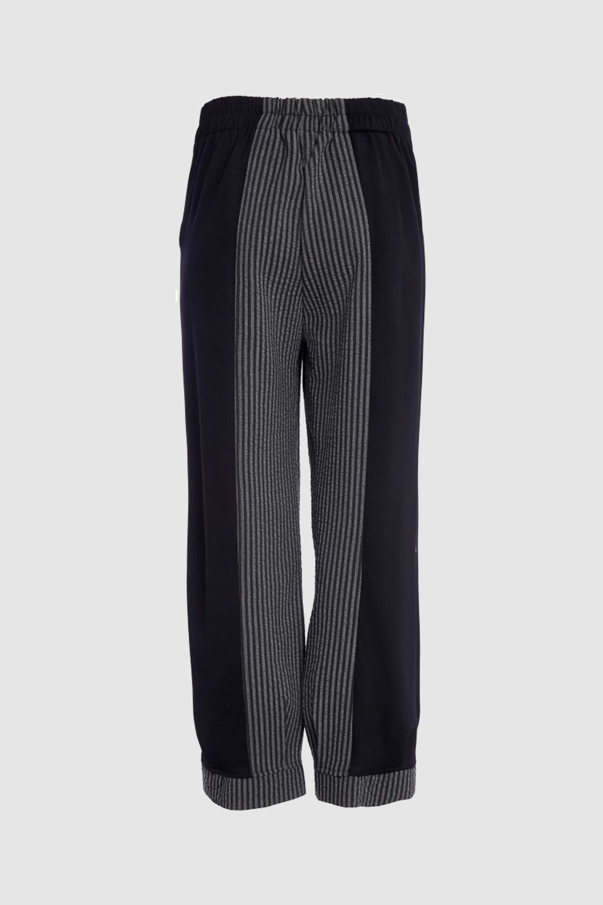 Stripped Trouser with Contrast Side Panels in Black/Grey