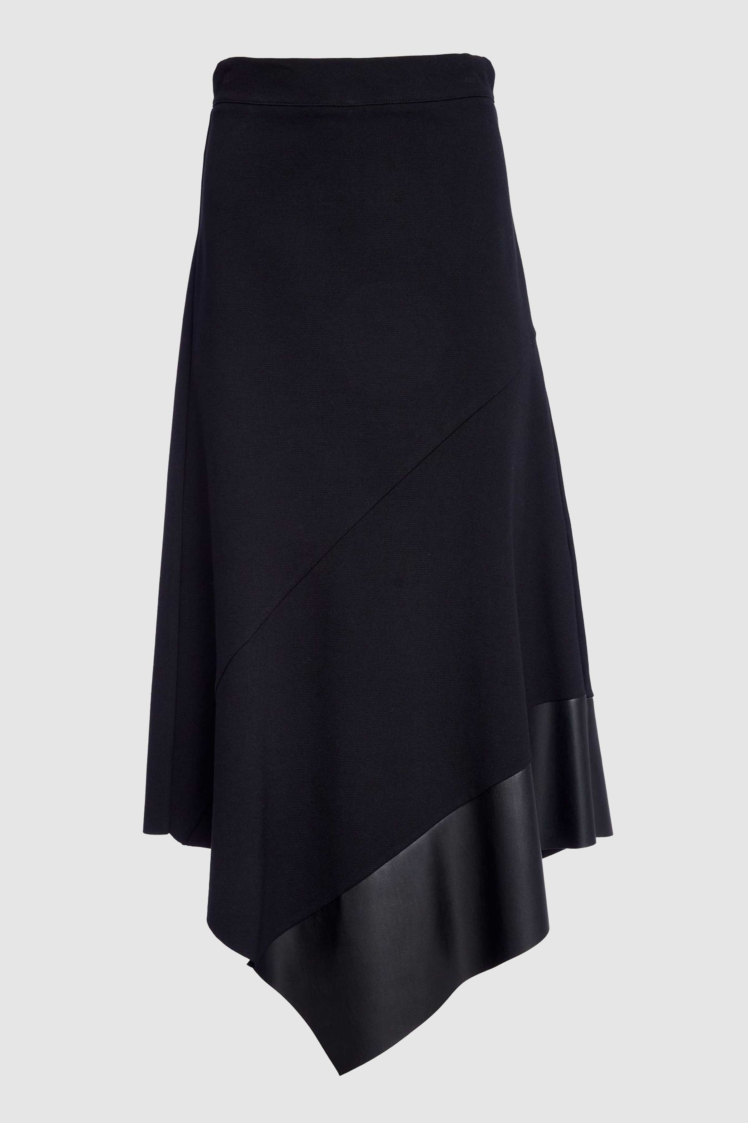 Angled Hem Punta Roma Skirt in Black