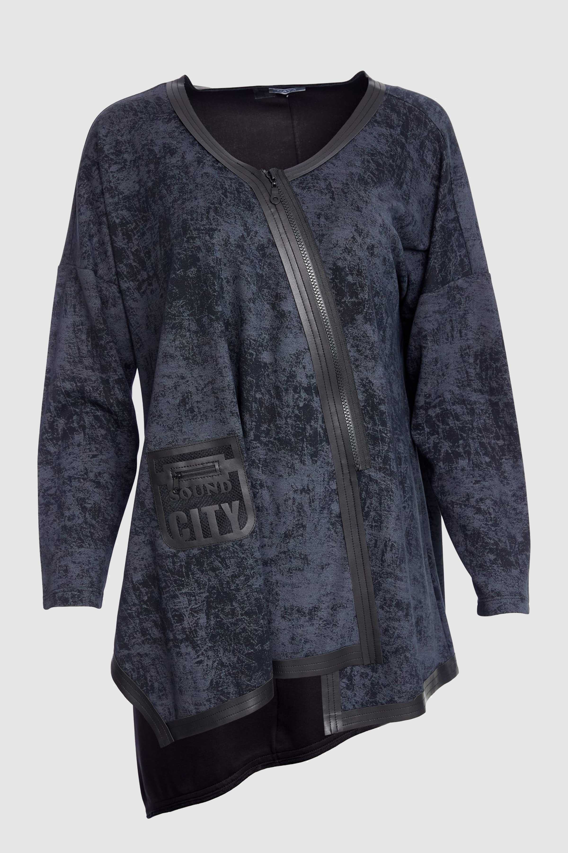 Marble Effect Jersey Jacket in Black/Carbon