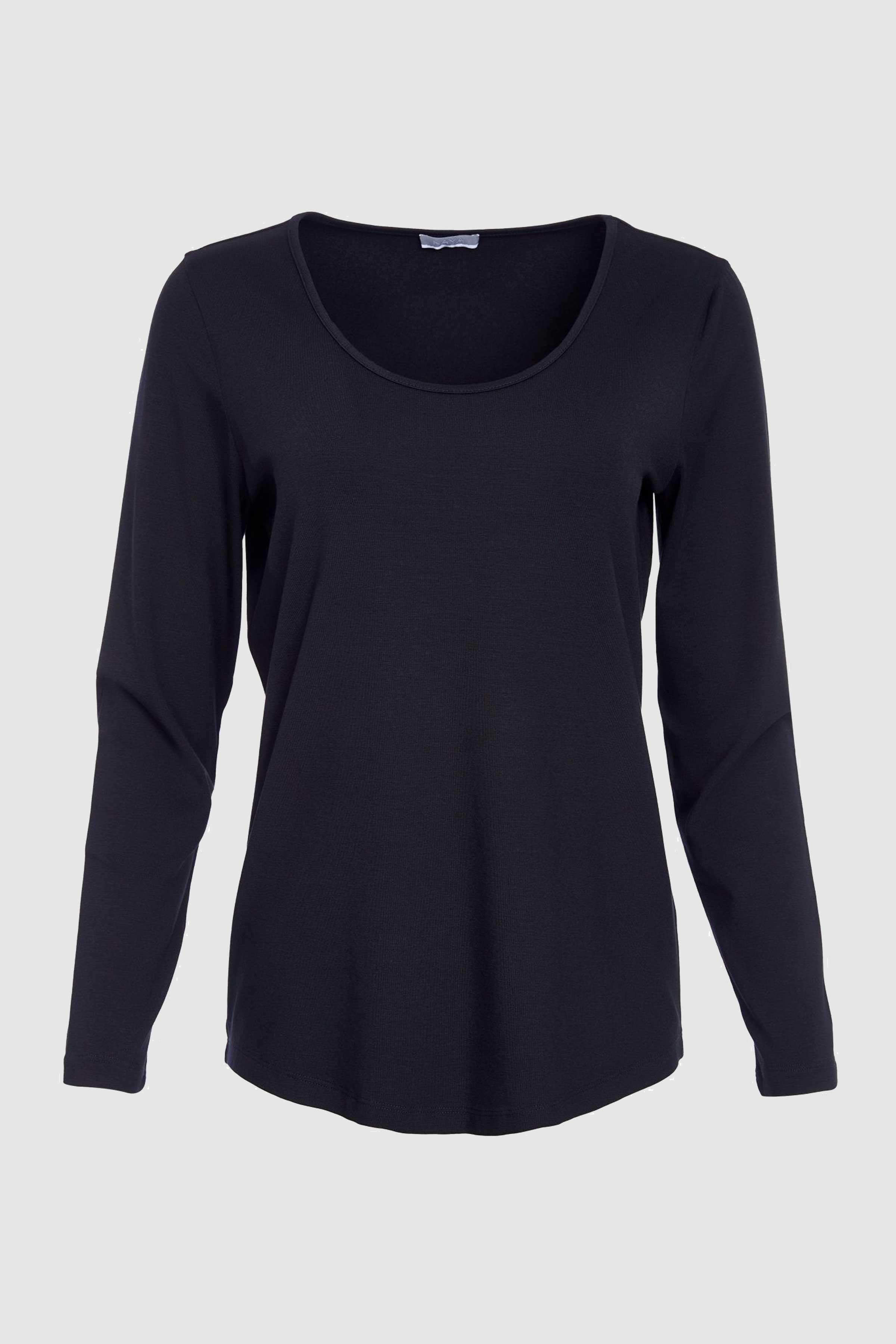 Basic Jersey Long Sleeve Top in Black