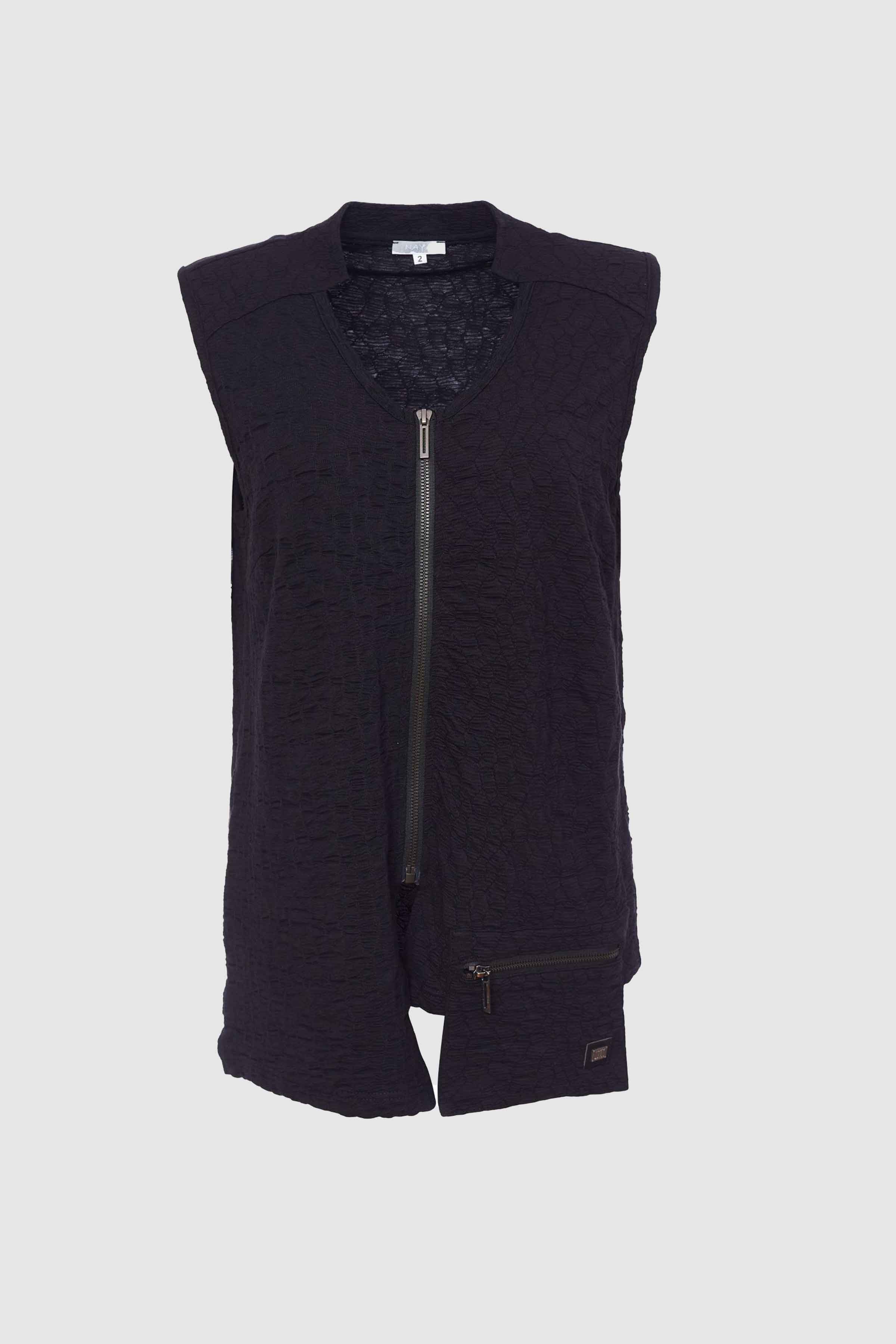 Waistcoat with Zip/Pocket in Black