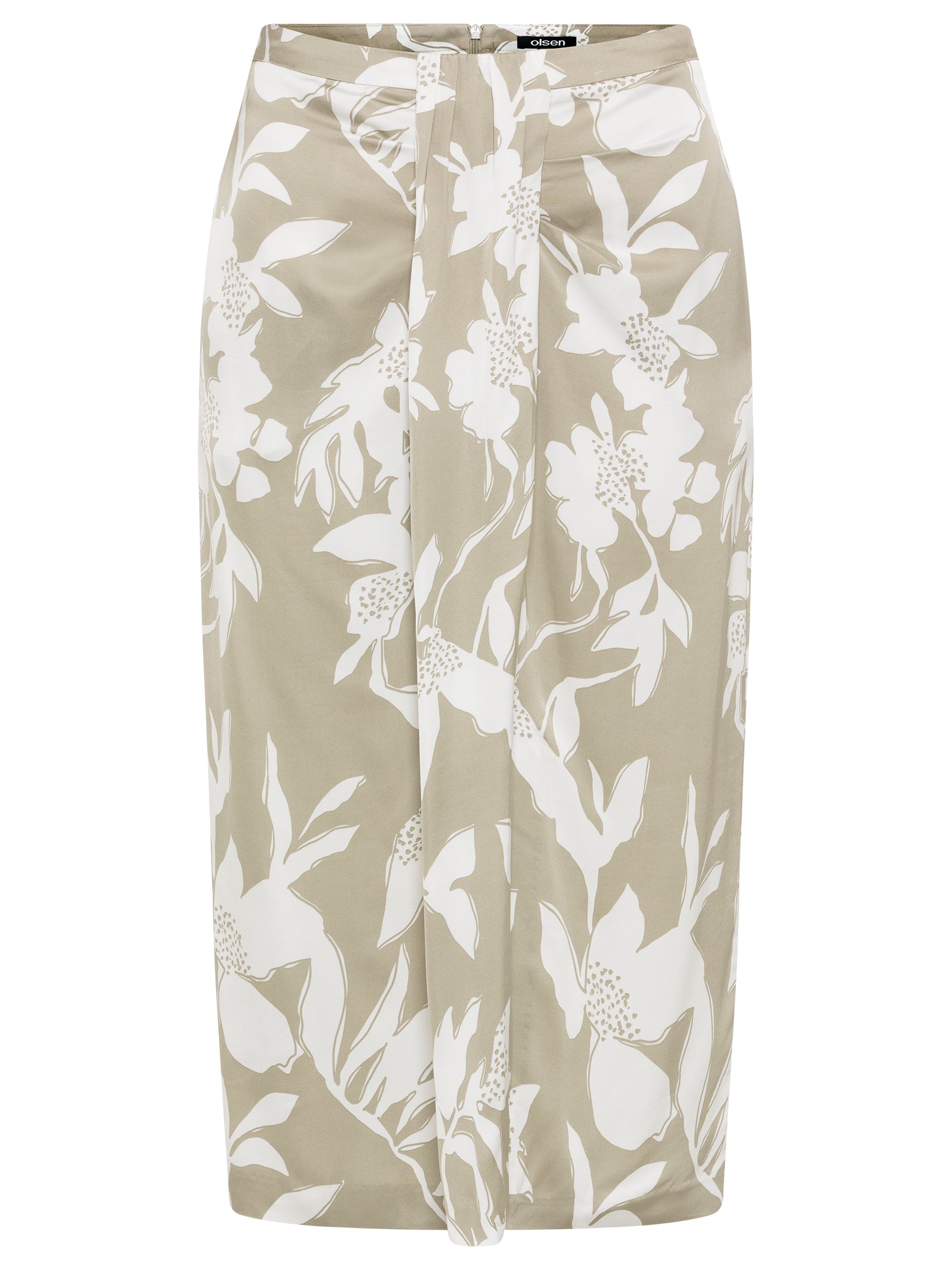 Floral Print Skirt in Light Khaki