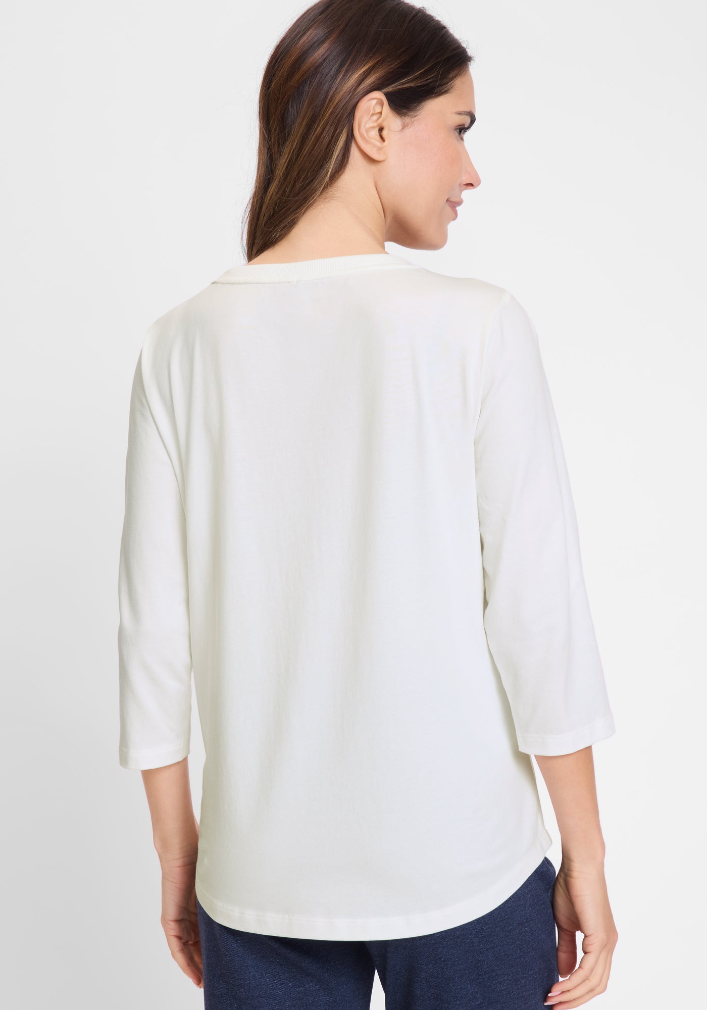 Abstract And Sequin Front Print Top in Off White