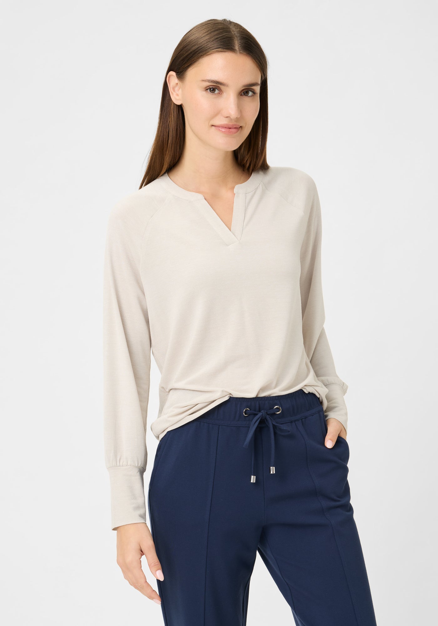 Long Sleeve T-Shirt in Almond Beige