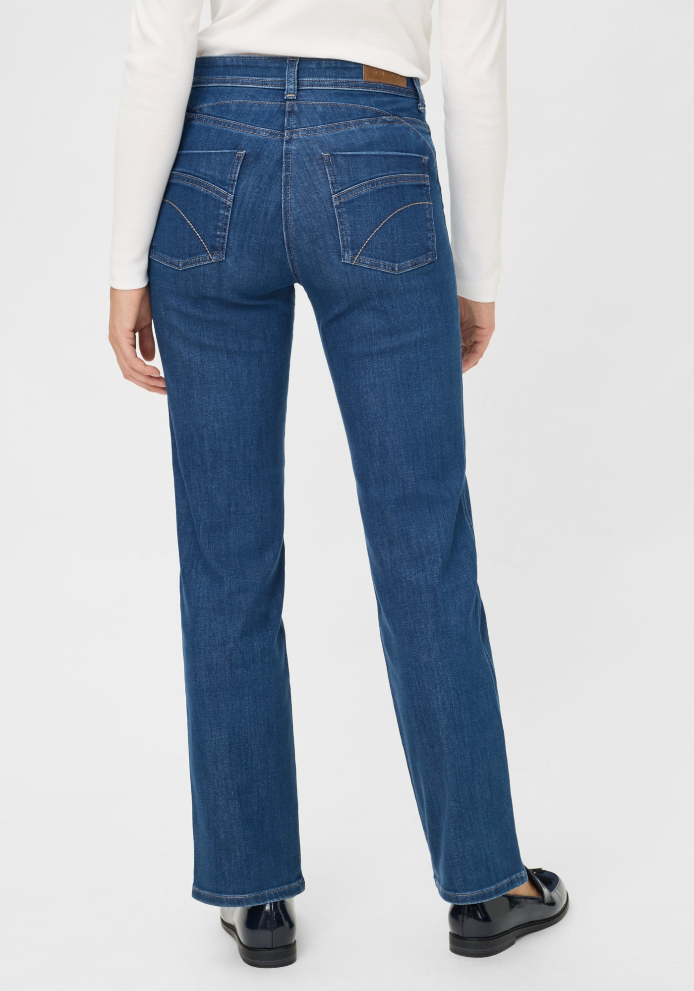 Long Straight Leg Jean in Blue Denim