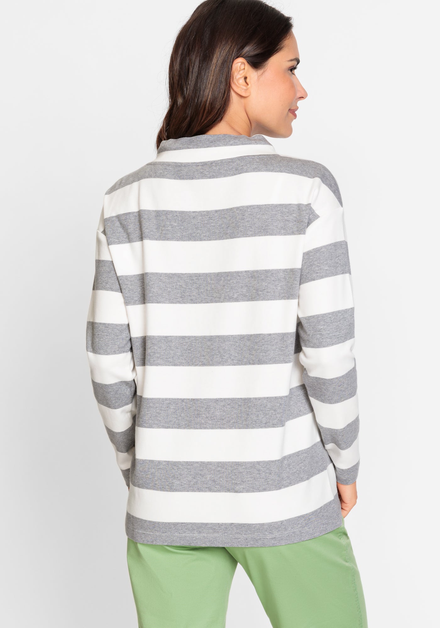 Stripe Sweatshirts in Silver Grey Melange