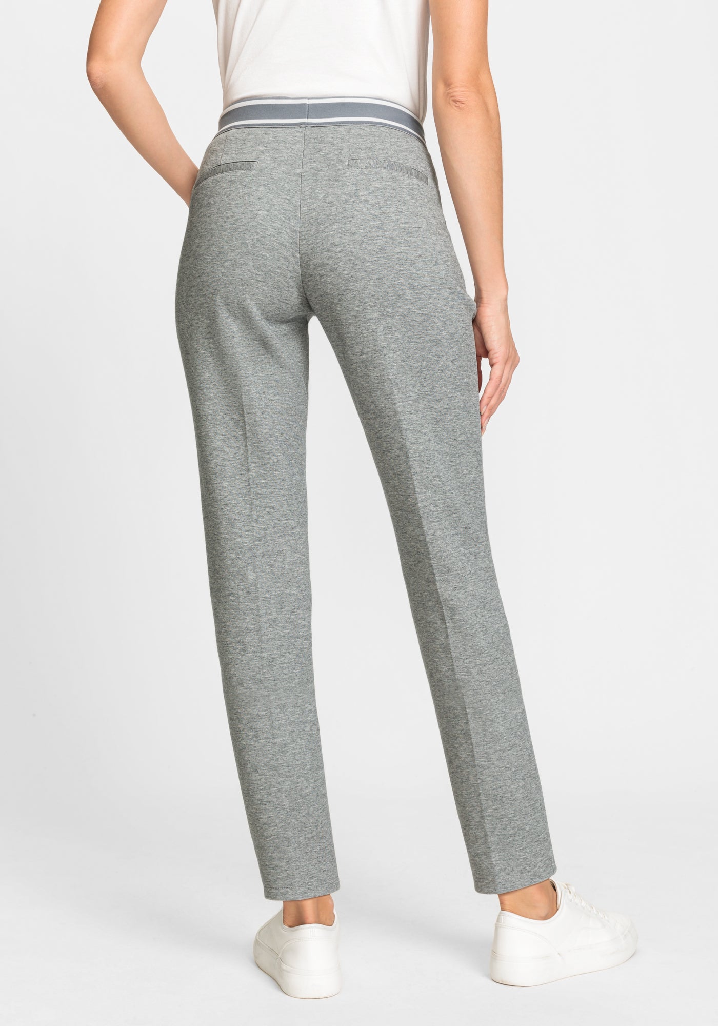 Casual Cropped Trouser in Silver Grey Melange