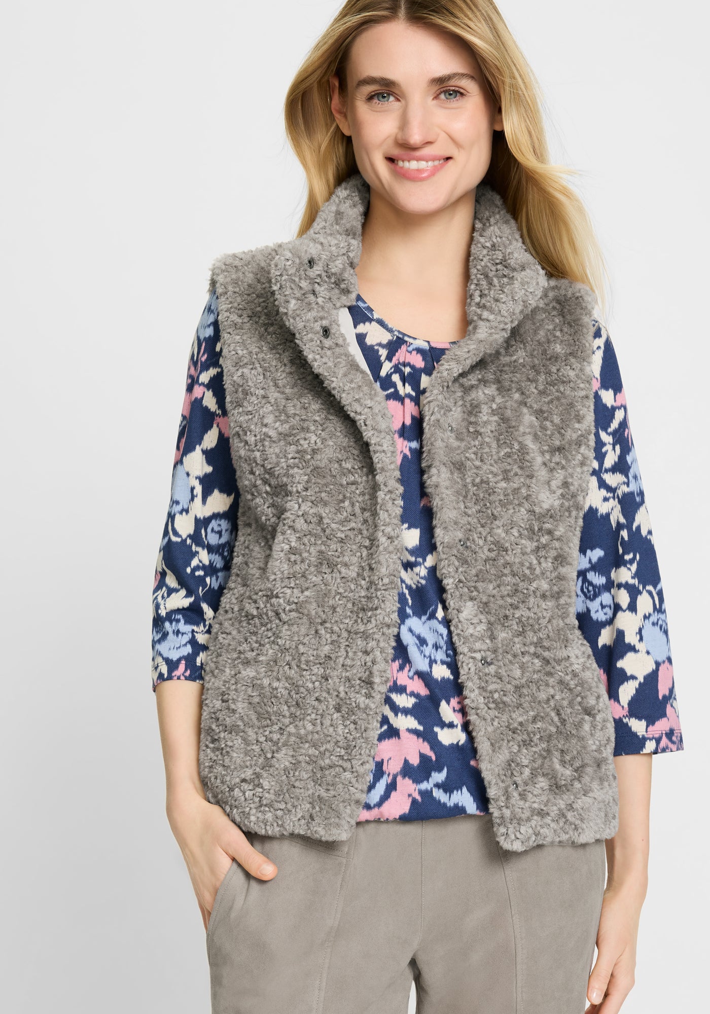 Faux Fur Gilet in Dark Taupe