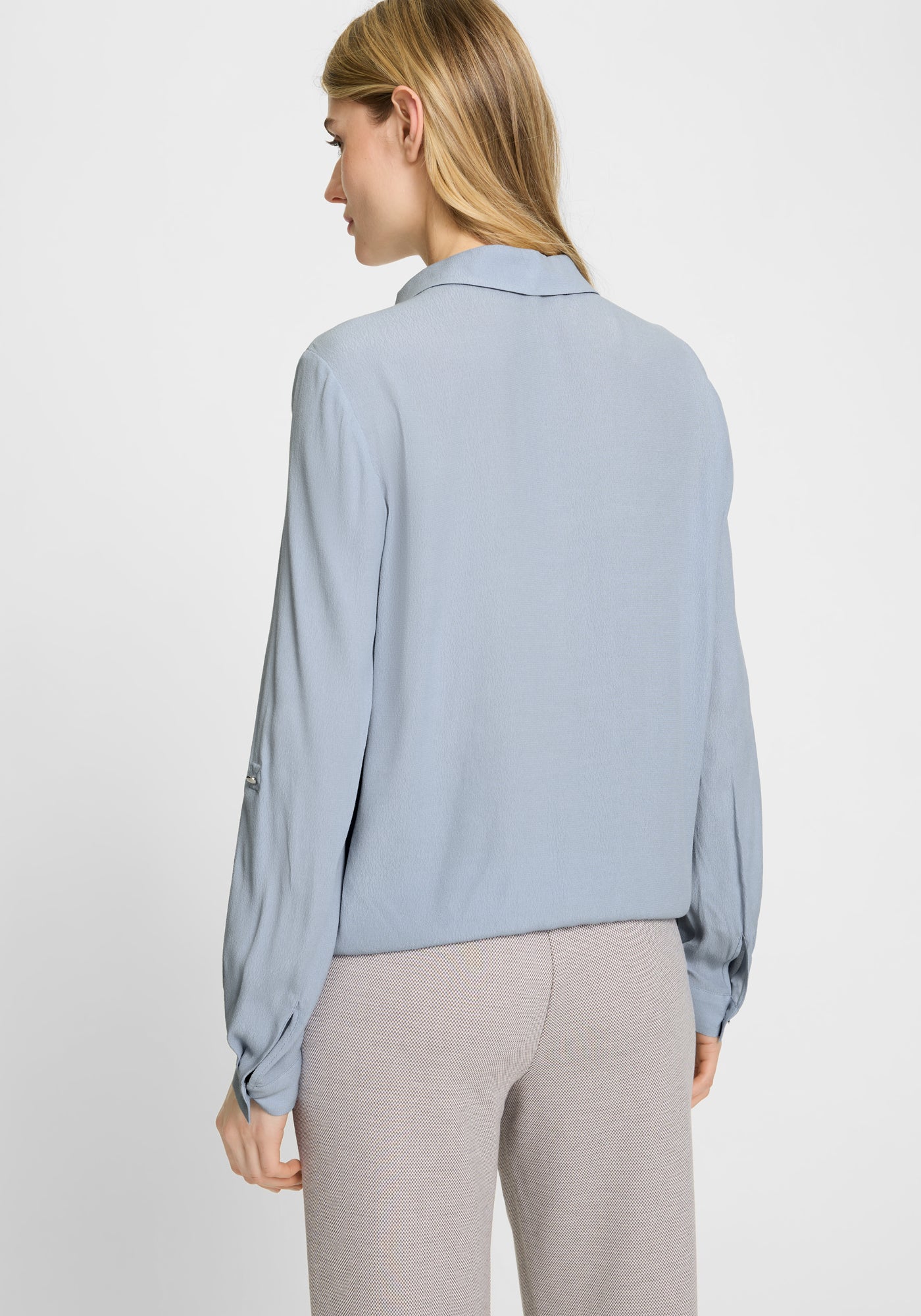 Long Sleeve Woven Blouse in Blue Haze