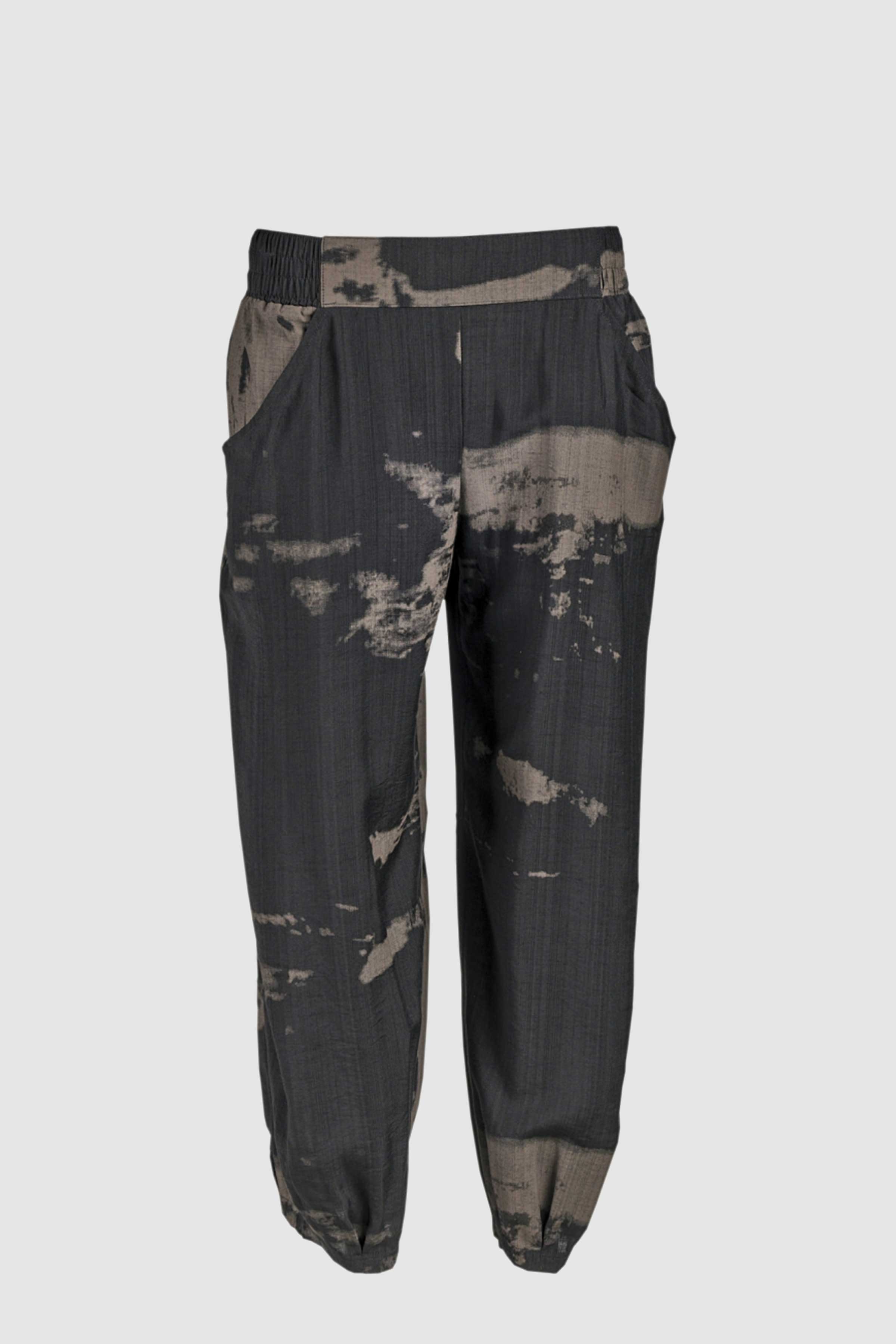 Graphic Print Trouser in Black/Brown