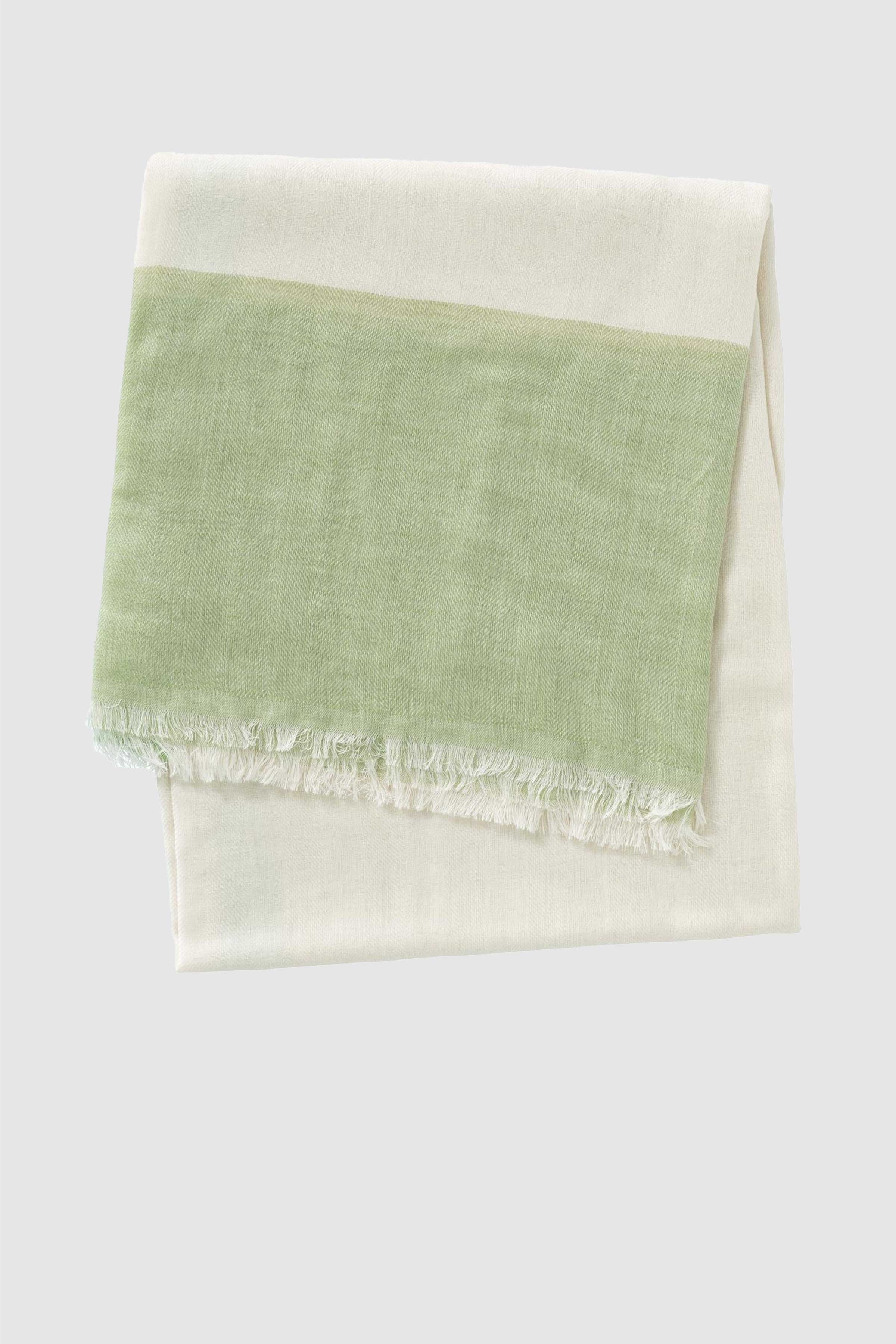 Scarf with Frayed Edges in Sage Green