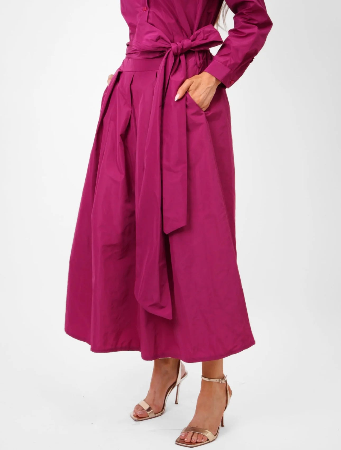Blair Taffata Skirt in Magenta