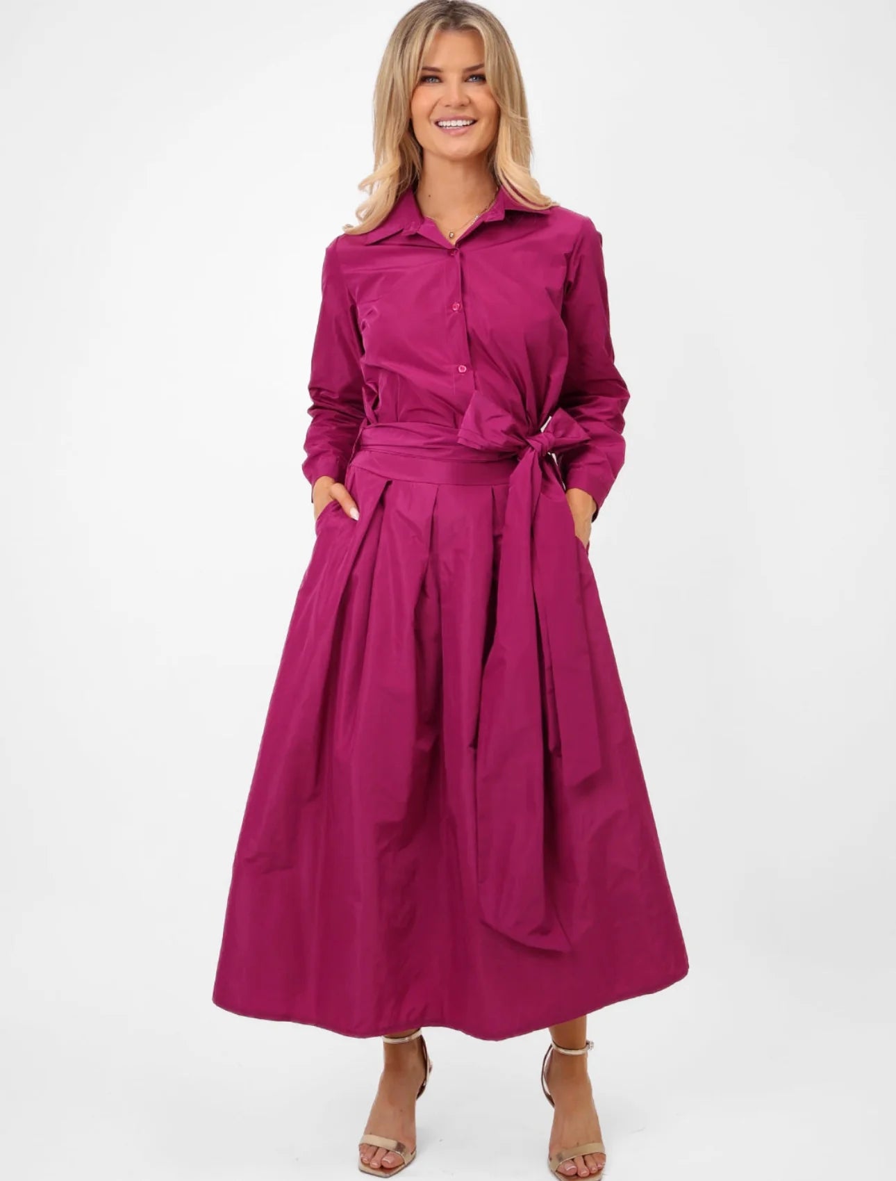 Blair Taffata Skirt in Magenta