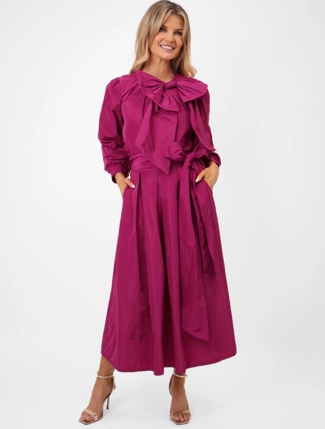 Blair Taffata Skirt in Magenta