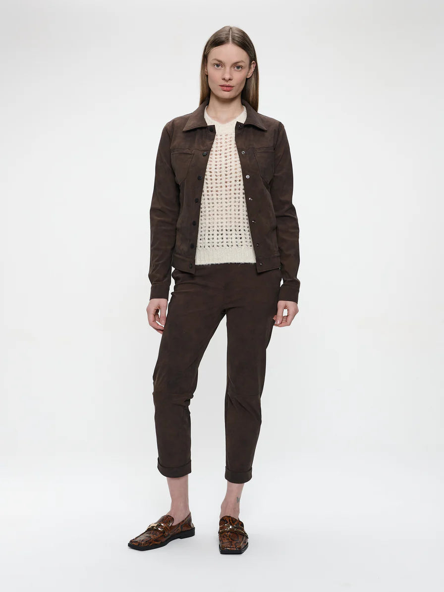 Timelia Technical Jersey Trouser in Brown