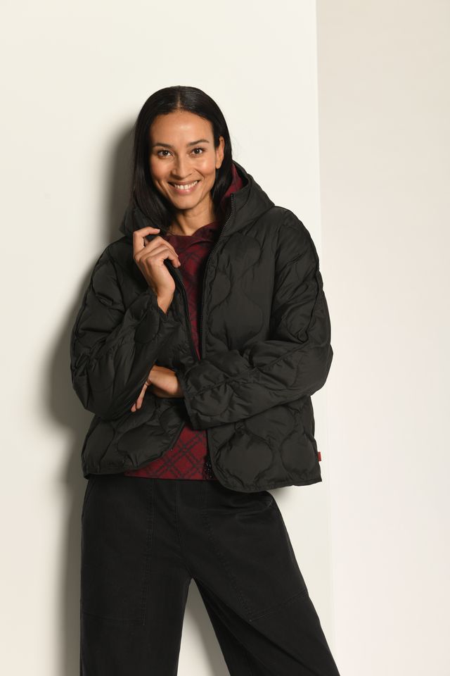 Hooded Quilted Jacket in Black