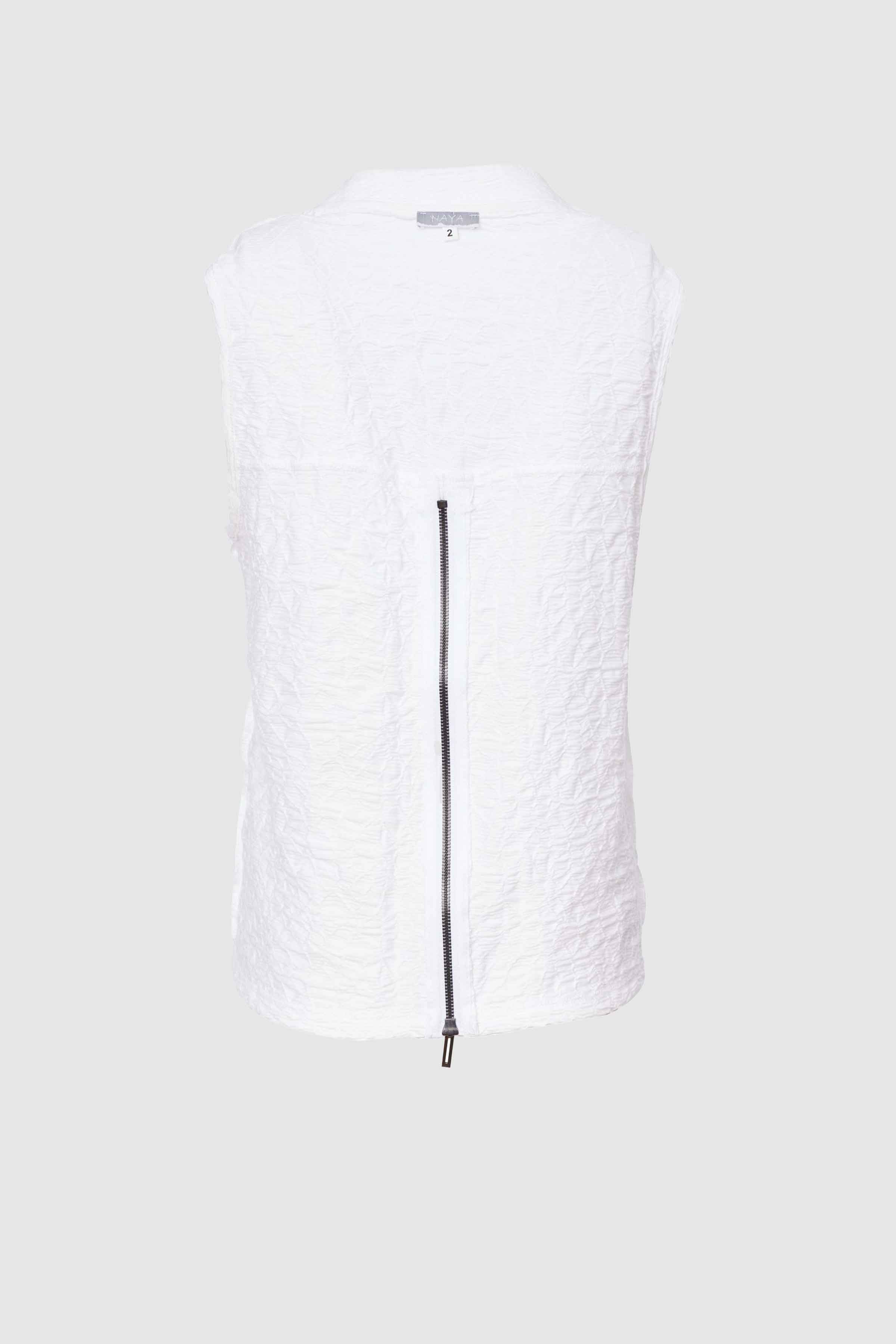 Waistcoat with Zip/Pocket in White