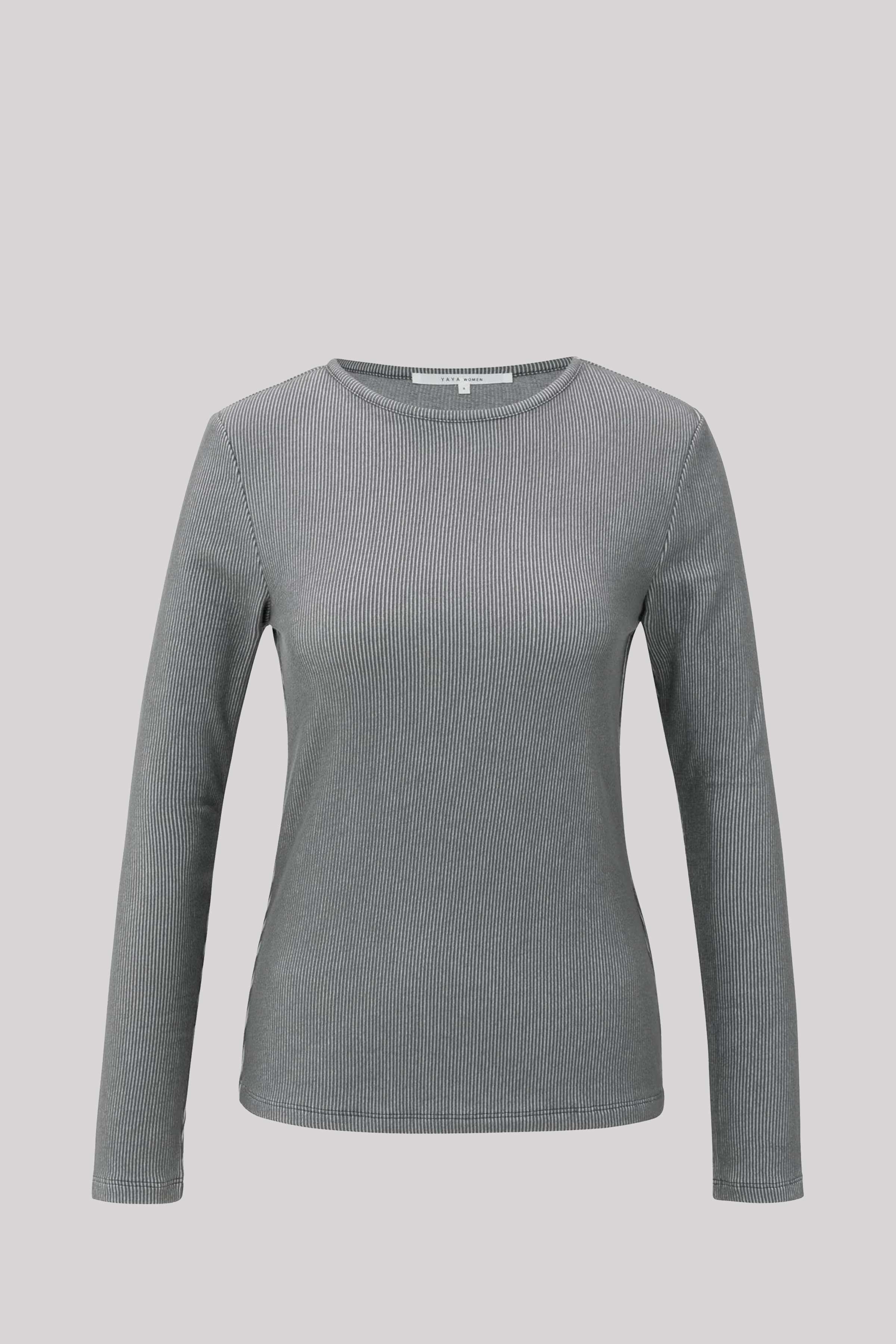Rib Top with Shoulder Pads in Dark Grey