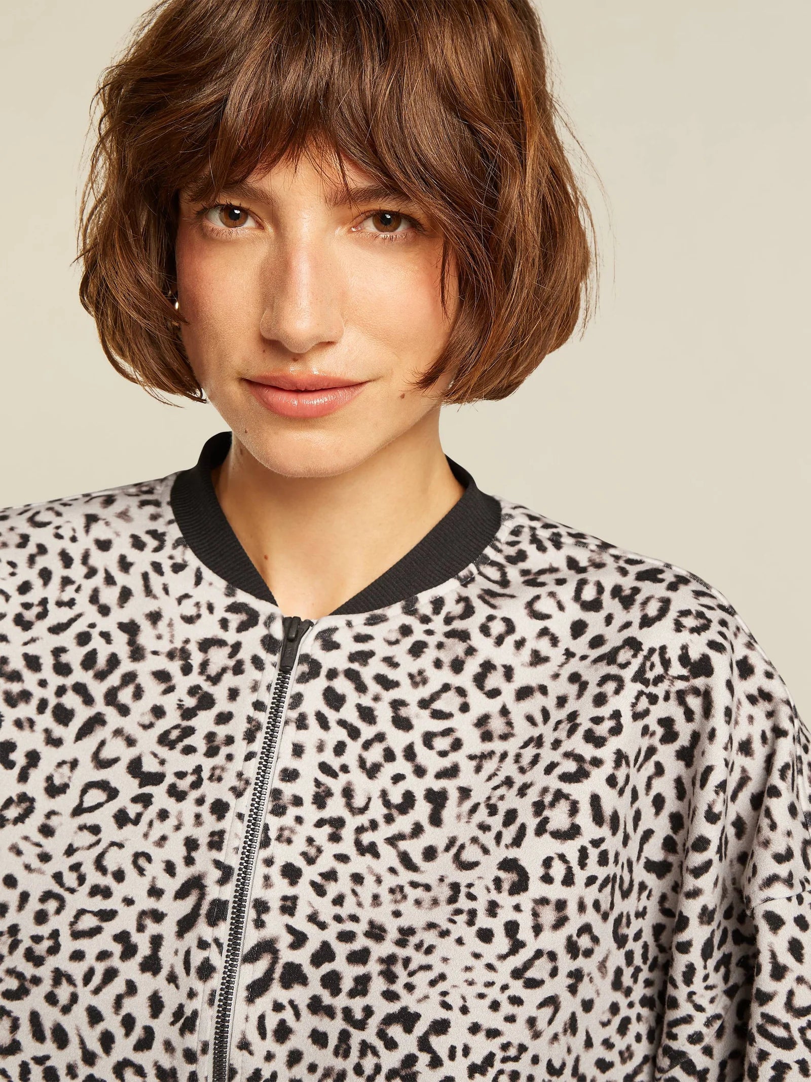 Zelda Leopard Print Jacket in Chinchilla