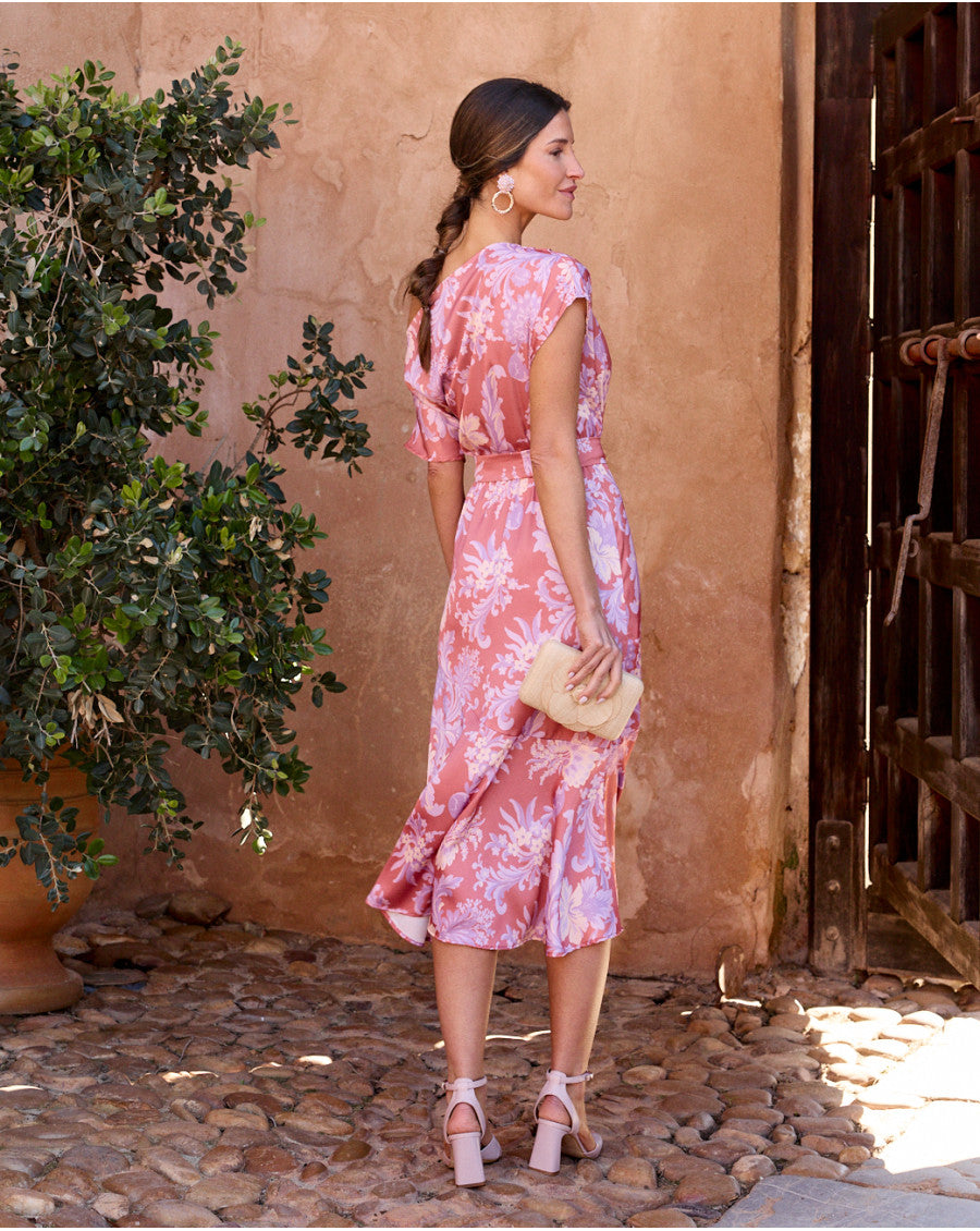 Asymmetrical Elea Dress in Coral