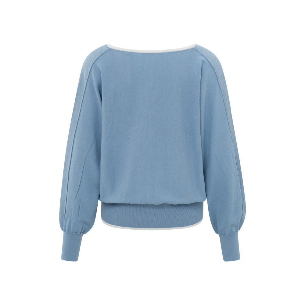 V-Neck Batwing Sweater in Infinity Blue