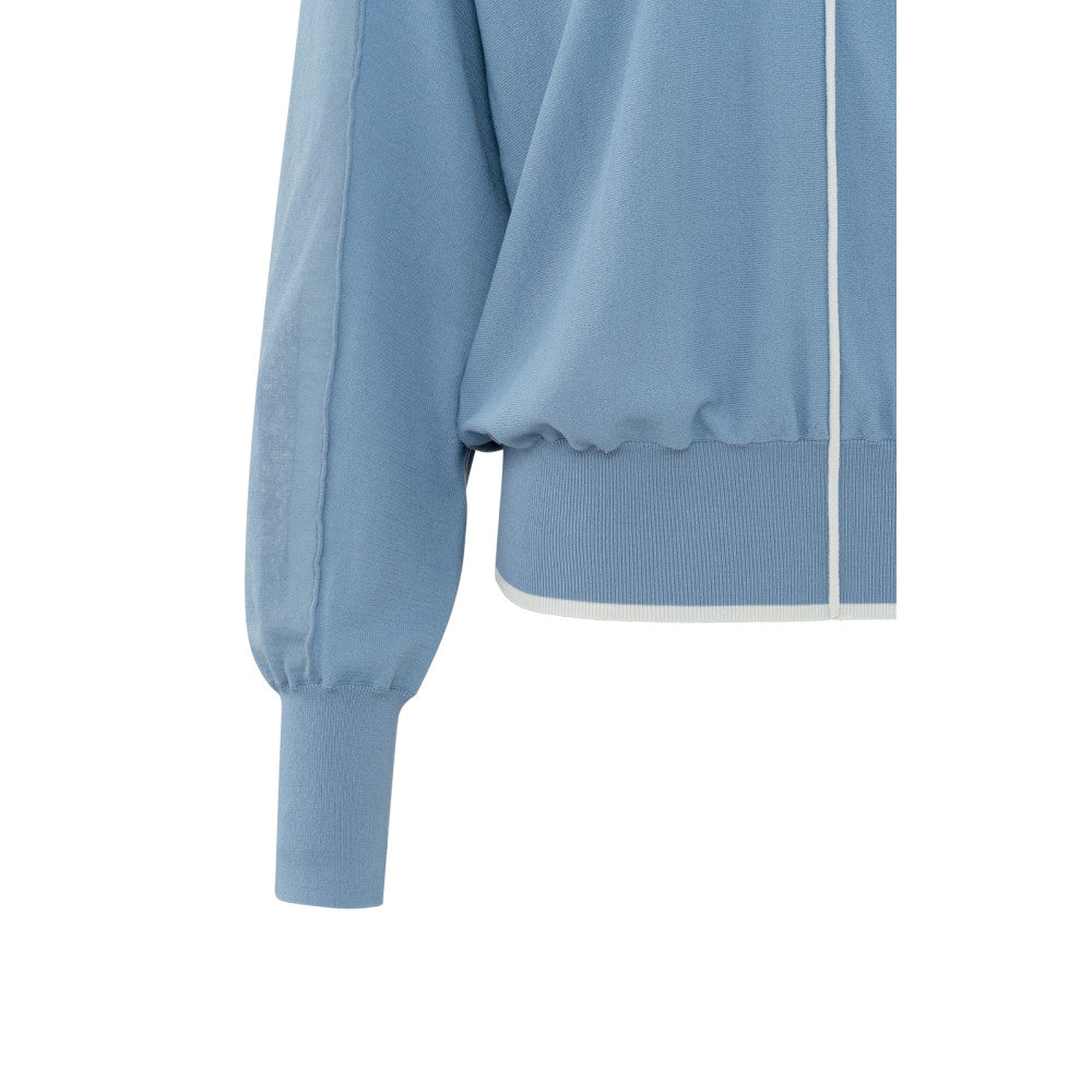 V-Neck Batwing Sweater in Infinity Blue