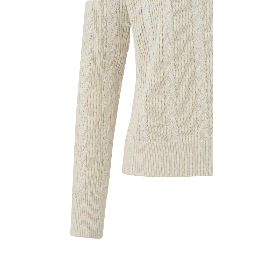One Sleeve Cable Sweater in Beige