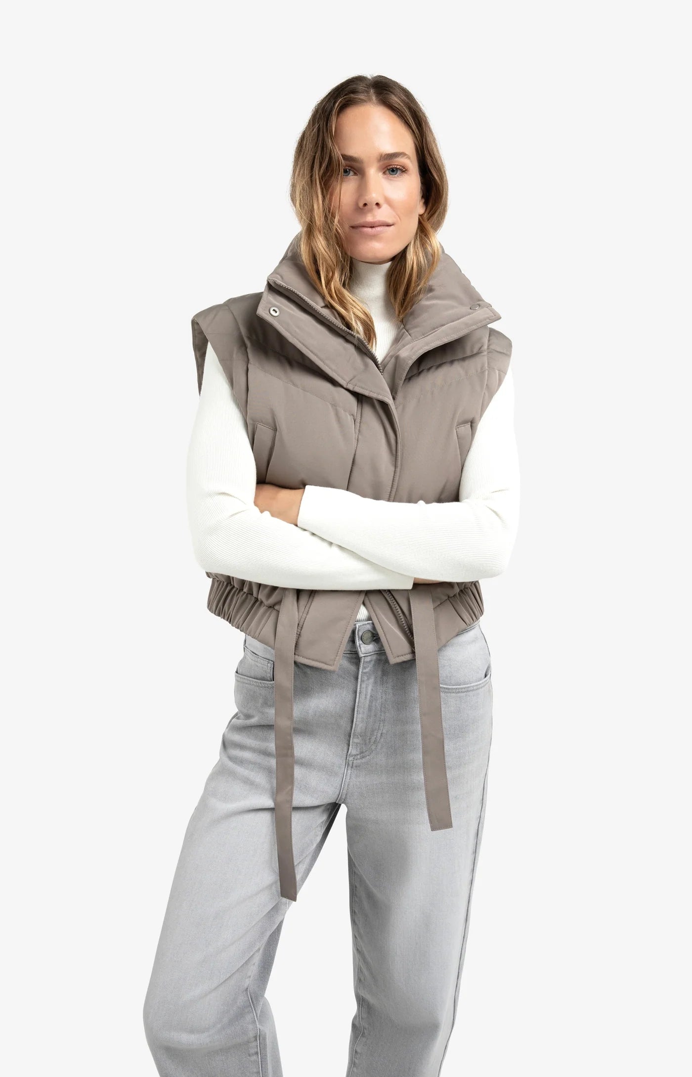 Oversized Cropped Jacket in Taupe Grey
