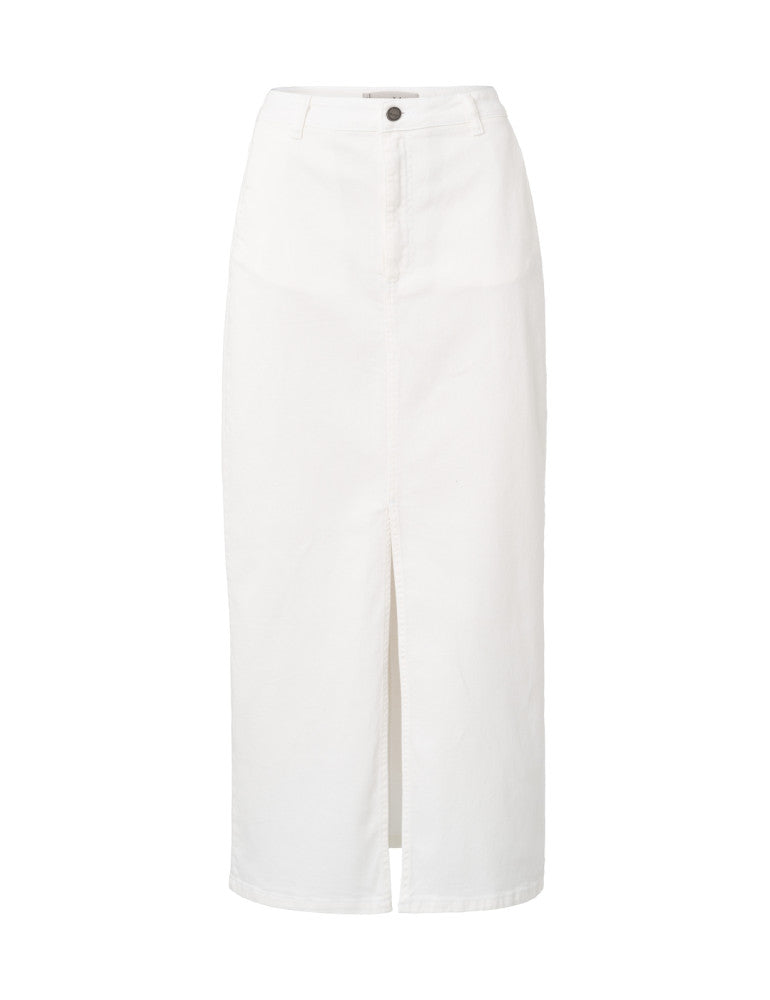 Denim Maxi Skirt in Off White